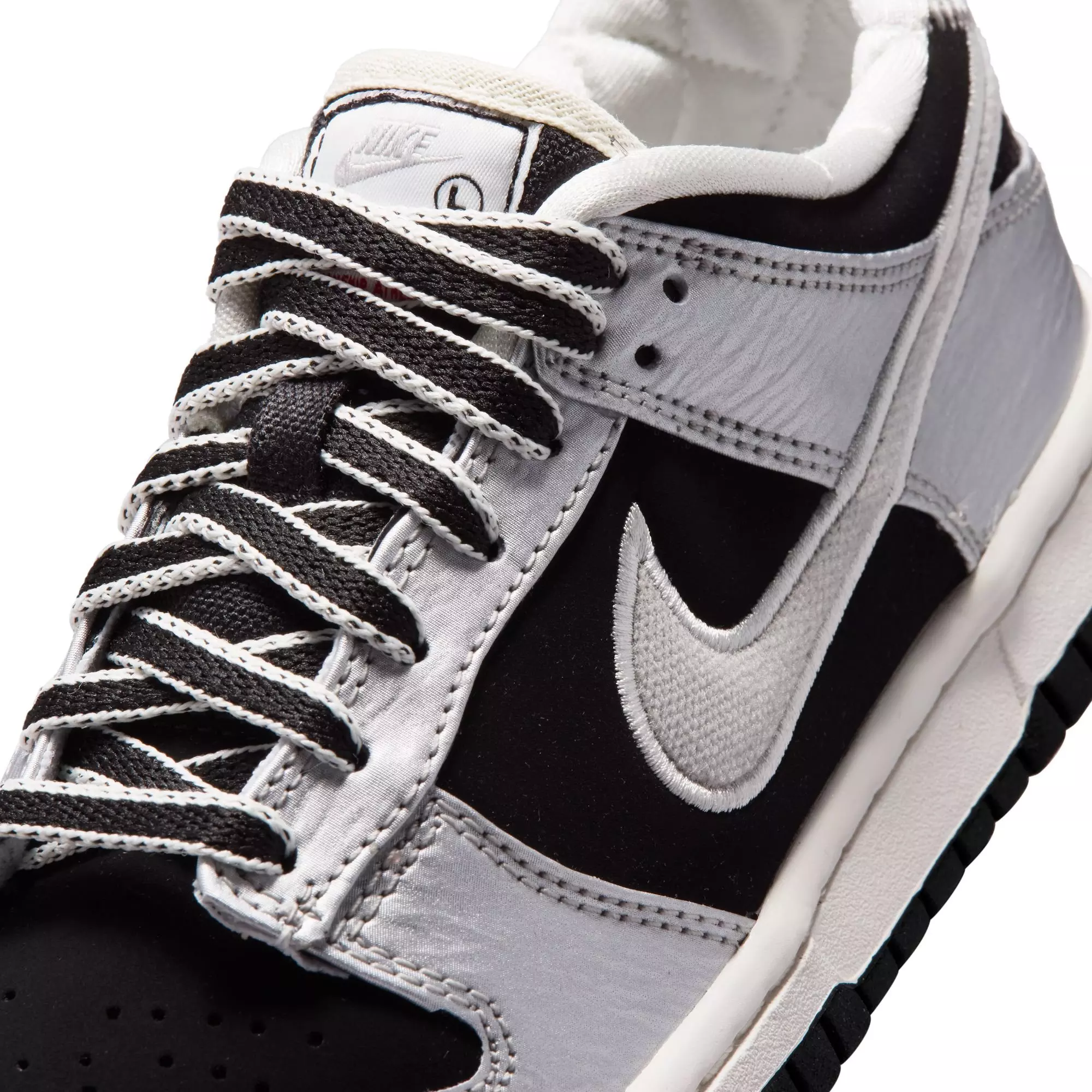 Nike Dunk Low LV8 "Metallic Silver/Black" Grade School Boys' Shoe - BLACK/SILVER