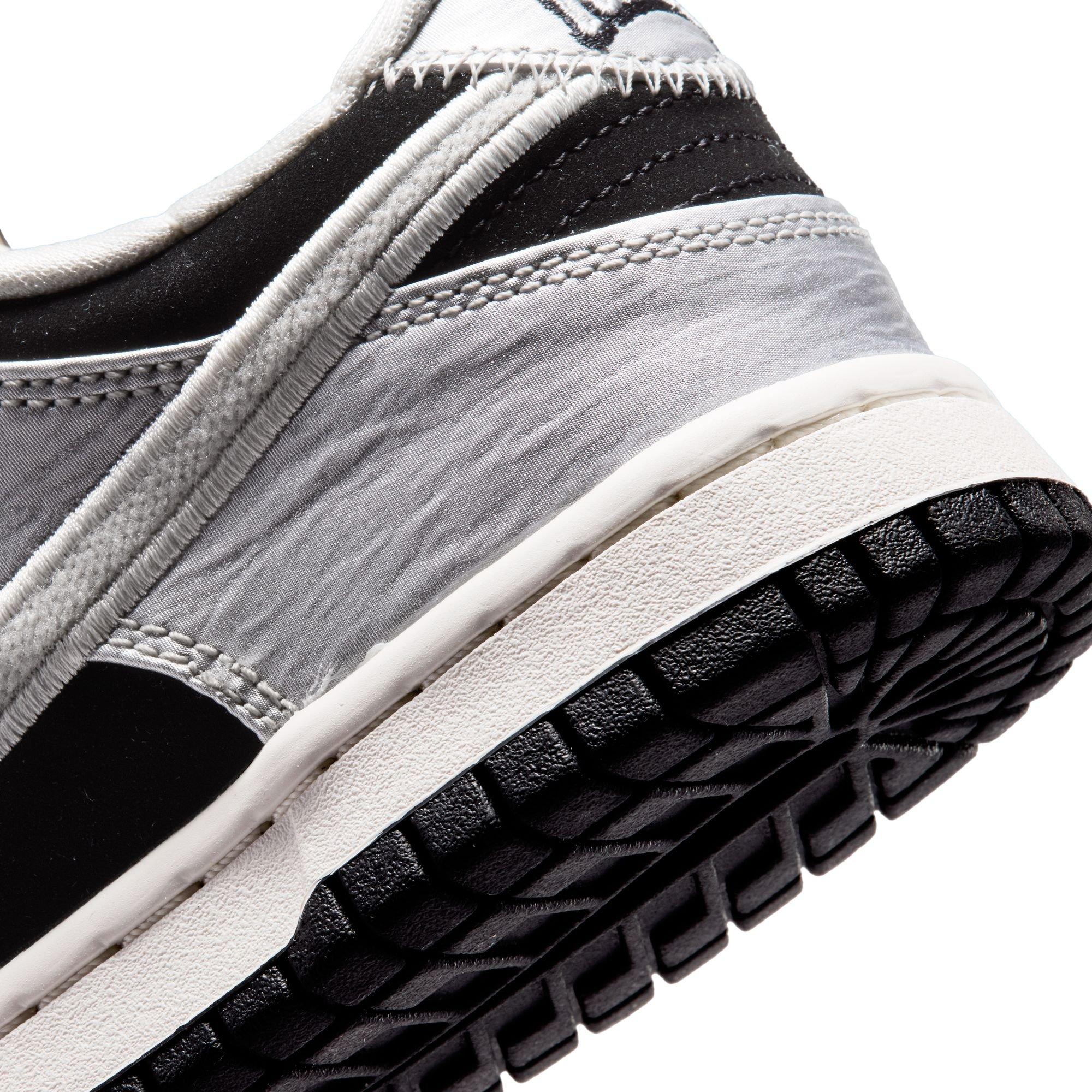 Nike Dunk Low LV8 "Metallic Silver/Black" Grade School Boys' Shoe - BLACK/SILVER Thumbnail View 10