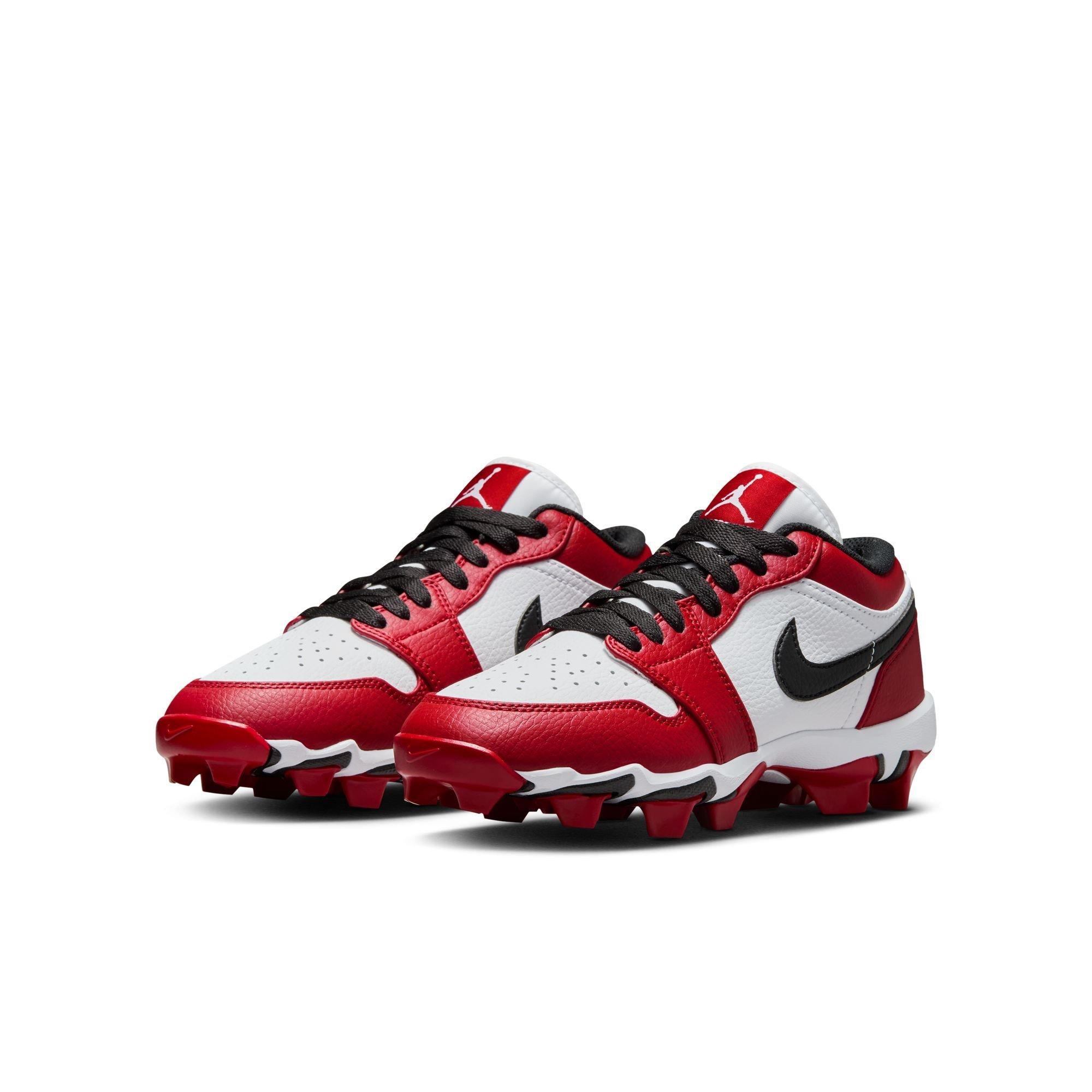 Jordan 1 Low "White/Black/Gym Red" Preschool Kids' Football Cleat - WHITE/BLACK/RED Thumbnail View 5