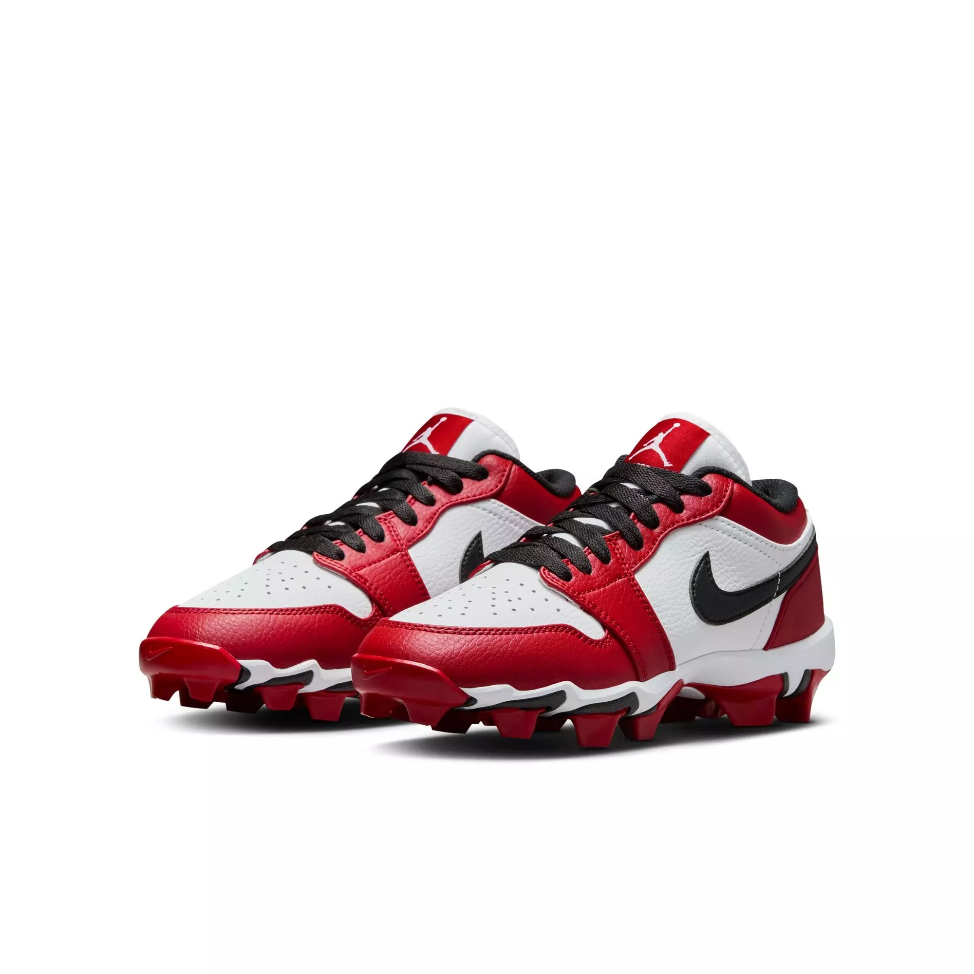 Jordan 1 Low "White/Black/Gym Red" Preschool Kids' Football Cleat - WHITE/BLACK/RED