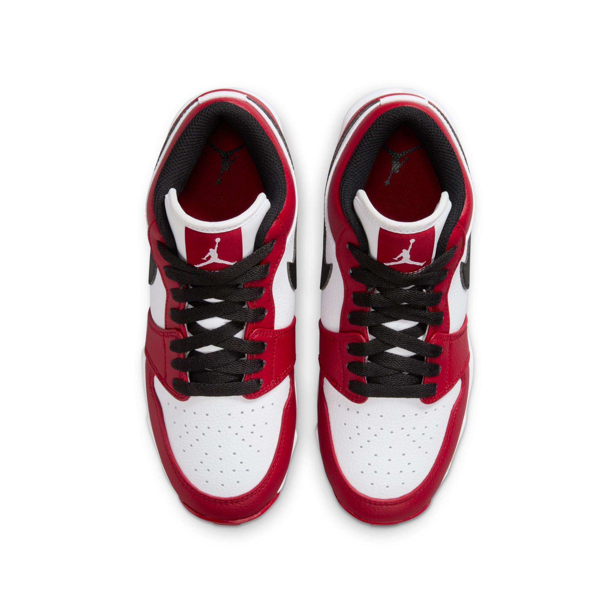 Jordan 1 Low "White/Black/Gym Red" Preschool Kids' Football Cleat - WHITE/BLACK/RED Thumbnail View 6
