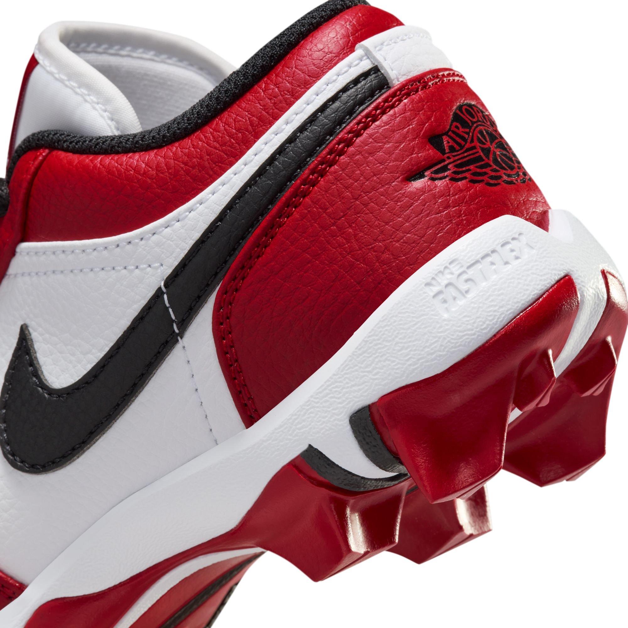 Jordan 1 Low "White/Black/Gym Red" Preschool Kids' Football Cleat - WHITE/BLACK/RED Thumbnail View 11