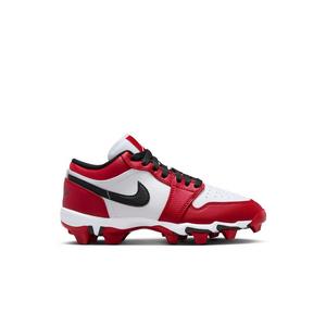Jordan 1 Low "White/Black/Gym Red" Preschool Kids' Football Cleat