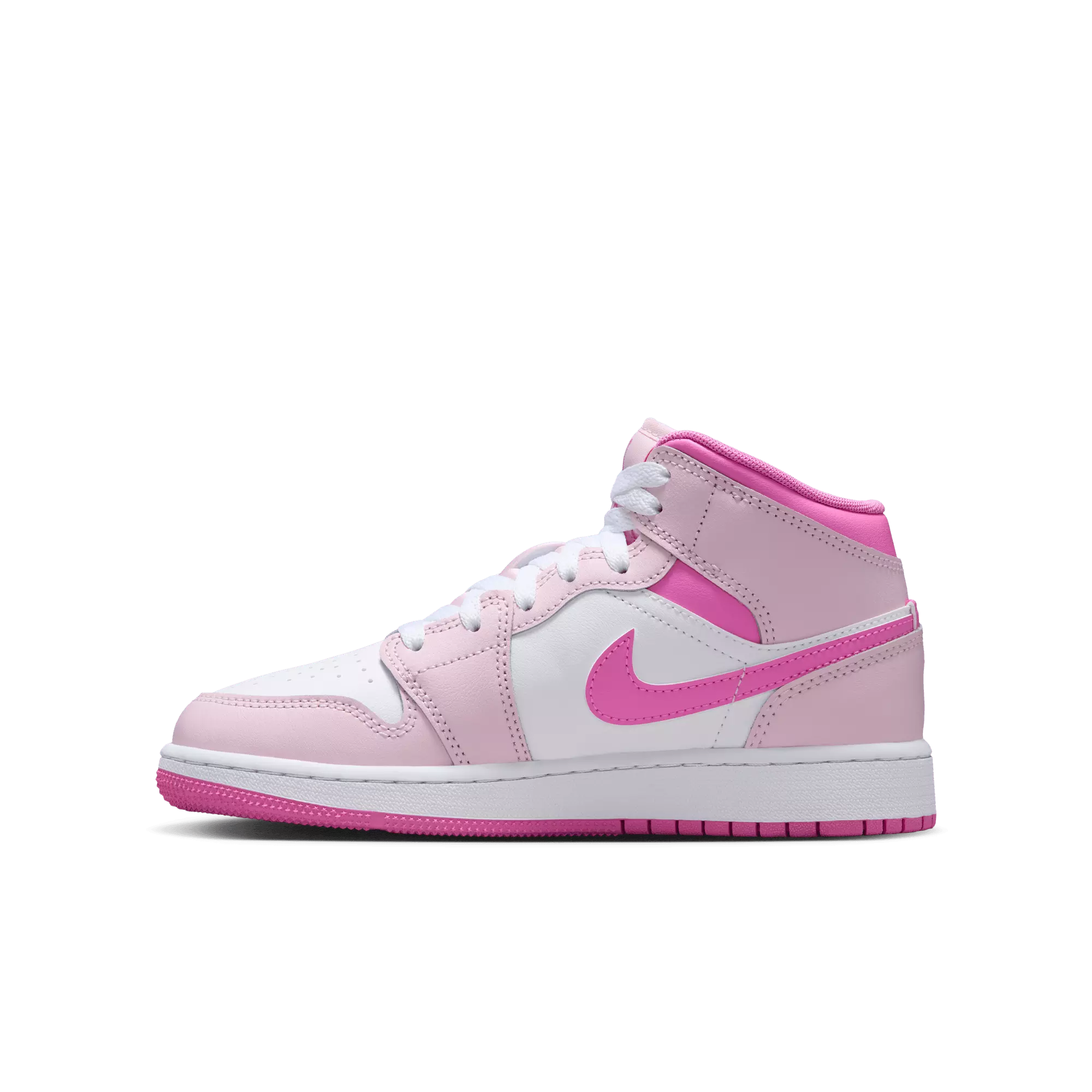 Jordan 1 Mid "Pink Foam/White/China Rose" Grade School Girls' Shoe - PINK