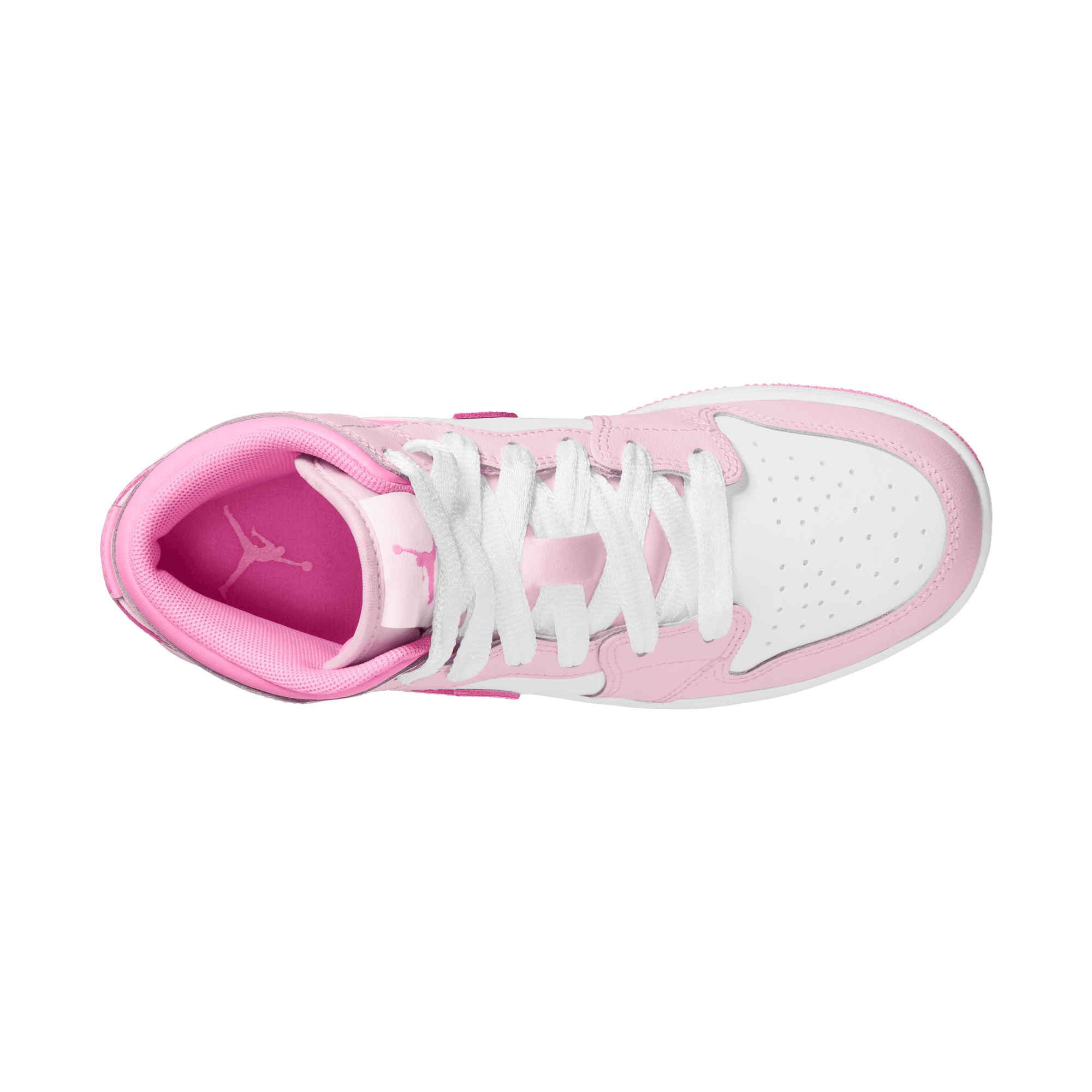 Jordan 1 Mid "Pink Foam/White/China Rose" Grade School Girls' Shoe - PINK Thumbnail View 8