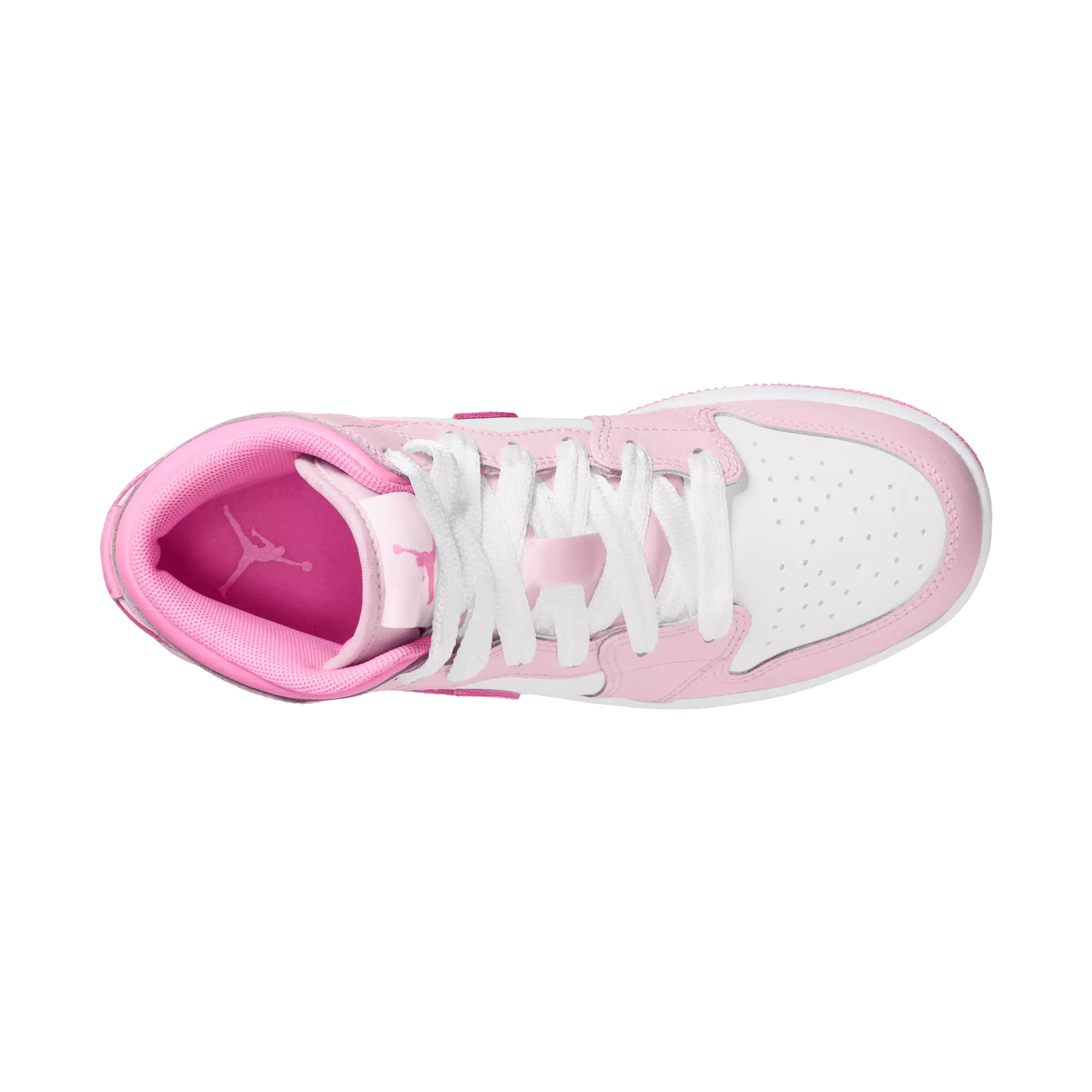 Jordan 1 Mid "Pink Foam/White/China Rose" Grade School Girls' Shoe - PINK