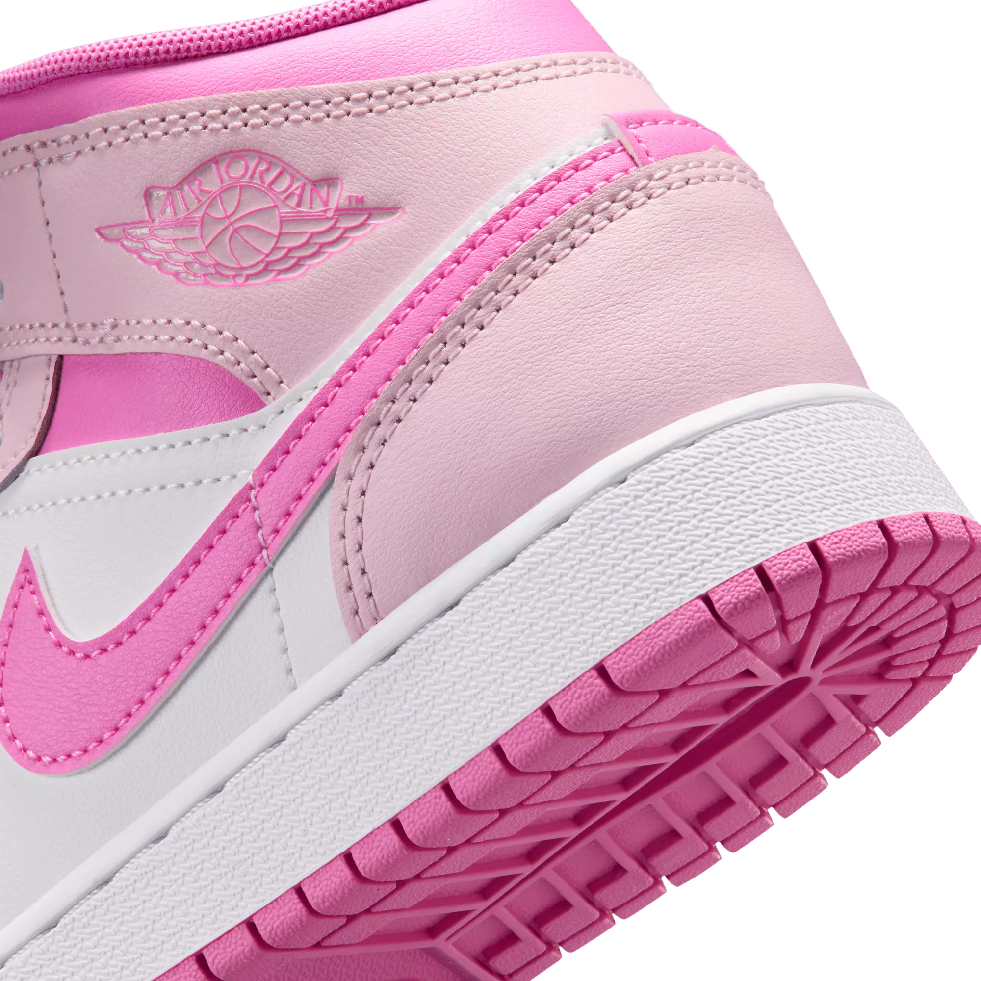 Jordan 1 Mid "Pink Foam/White/China Rose" Grade School Girls' Shoe - PINK