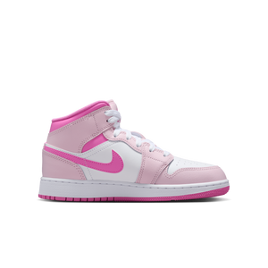 Jordan 1 Mid "Pink Foam/White/China Rose" Grade School Girls' Shoe