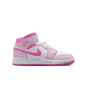 Jordan 1 Mid "Pink Foam/White/China Rose" Grade School Girls' Shoe