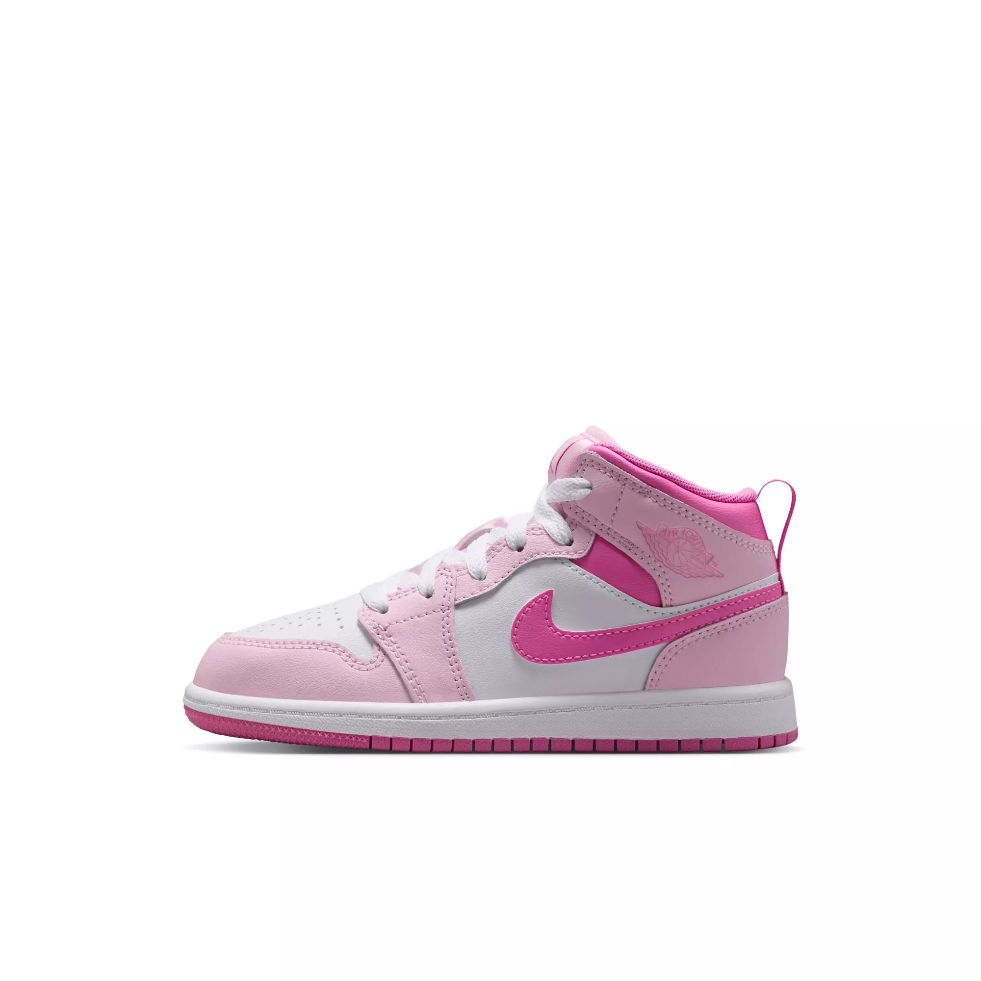 Jordan 1 Mid "Pink Foam/China Rose/White" Preschool Girls' Shoe - PINK