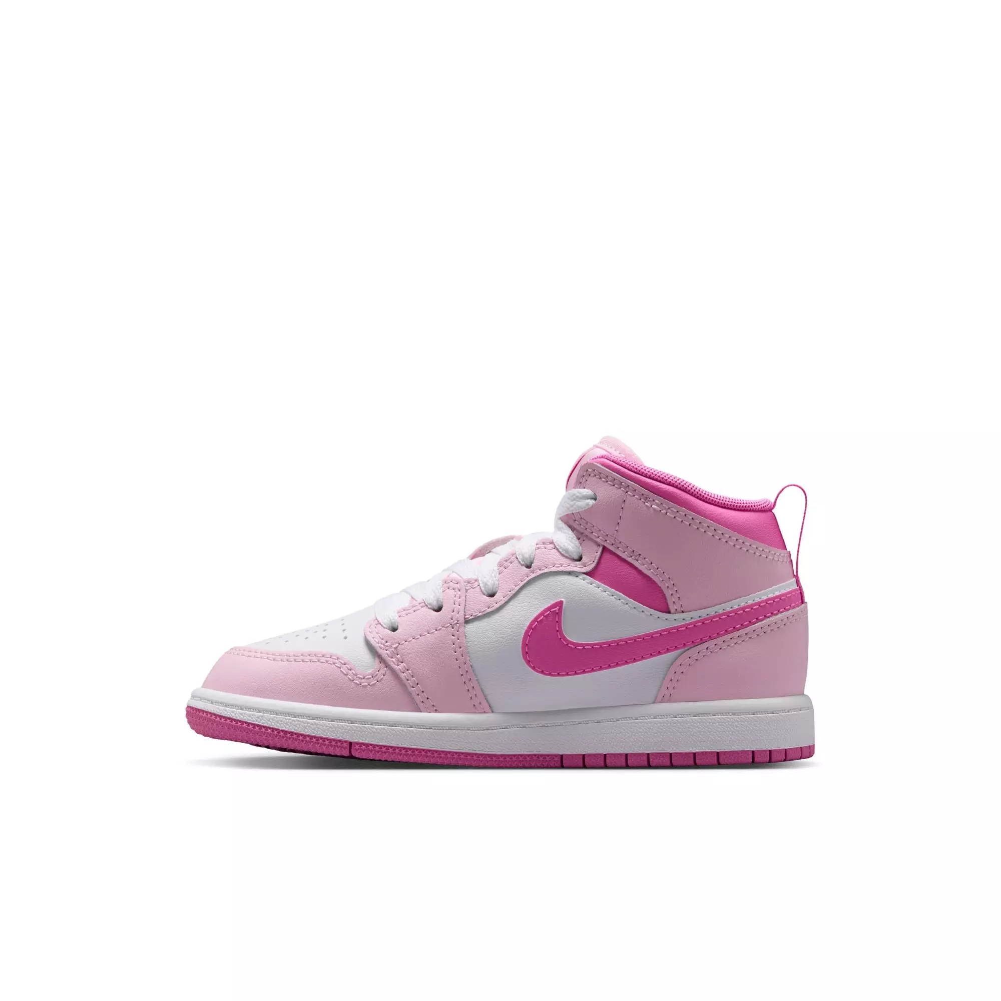 Jordan 1 Mid "Pink Foam/China Rose/White" Preschool Girls' Shoe - PINK