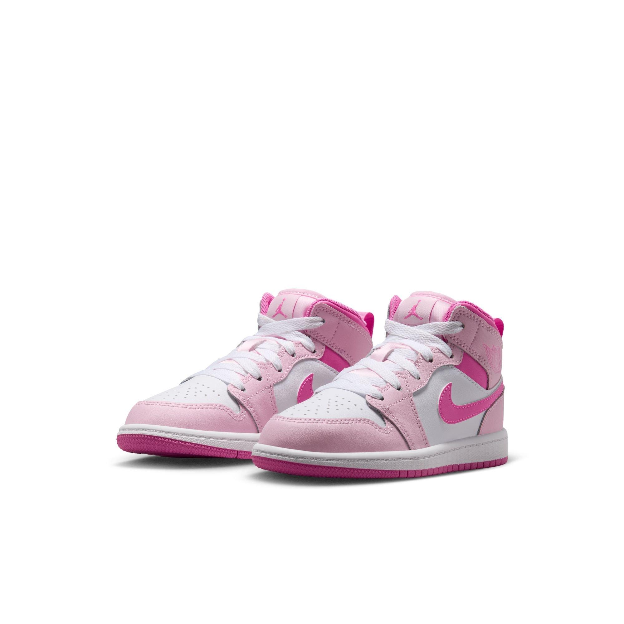 Jordan 1 Mid "Pink Foam/China Rose/White" Preschool Girls' Shoe - PINK Thumbnail View 5