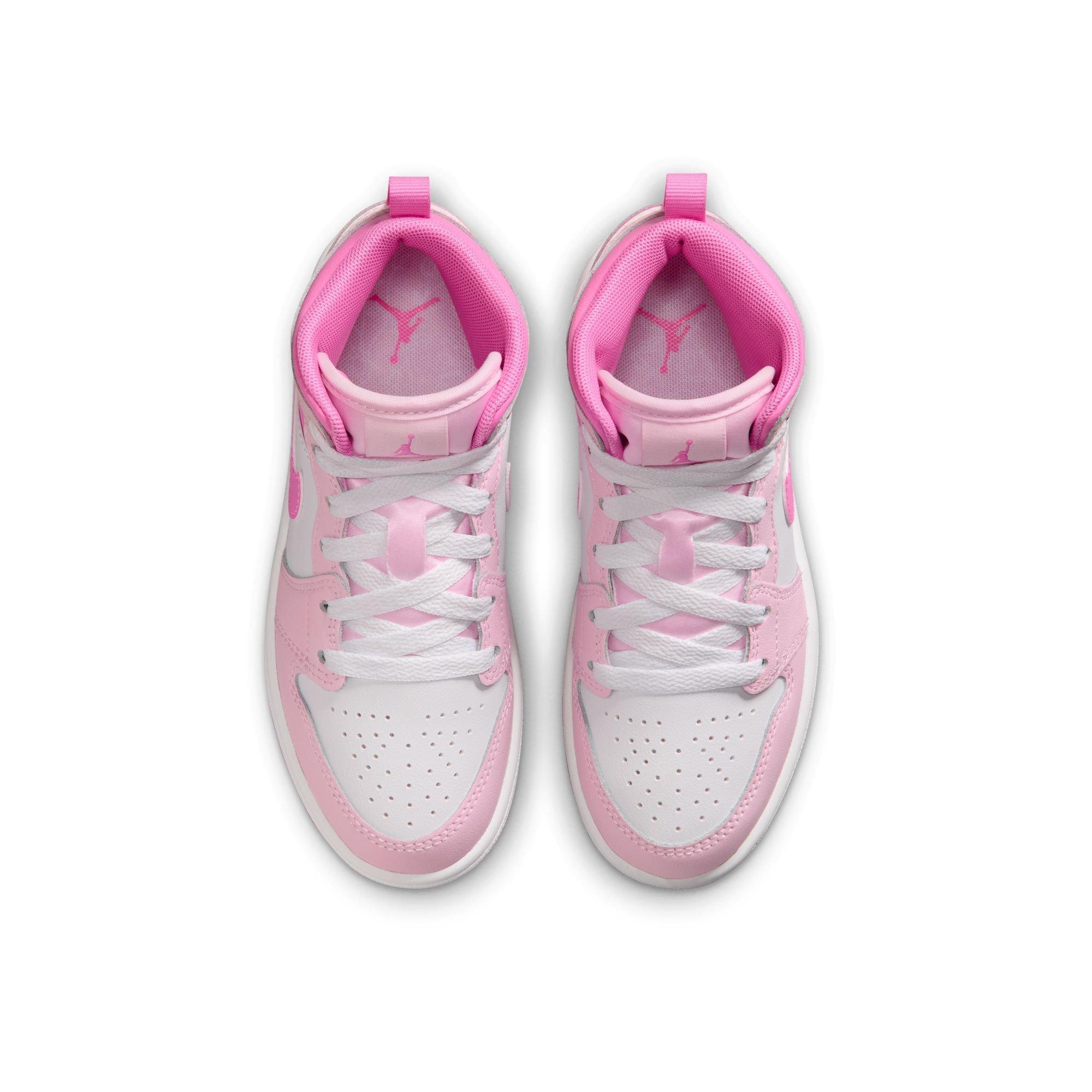 Jordan 1 Mid "Pink Foam/China Rose/White" Preschool Girls' Shoe - PINK Thumbnail View 6