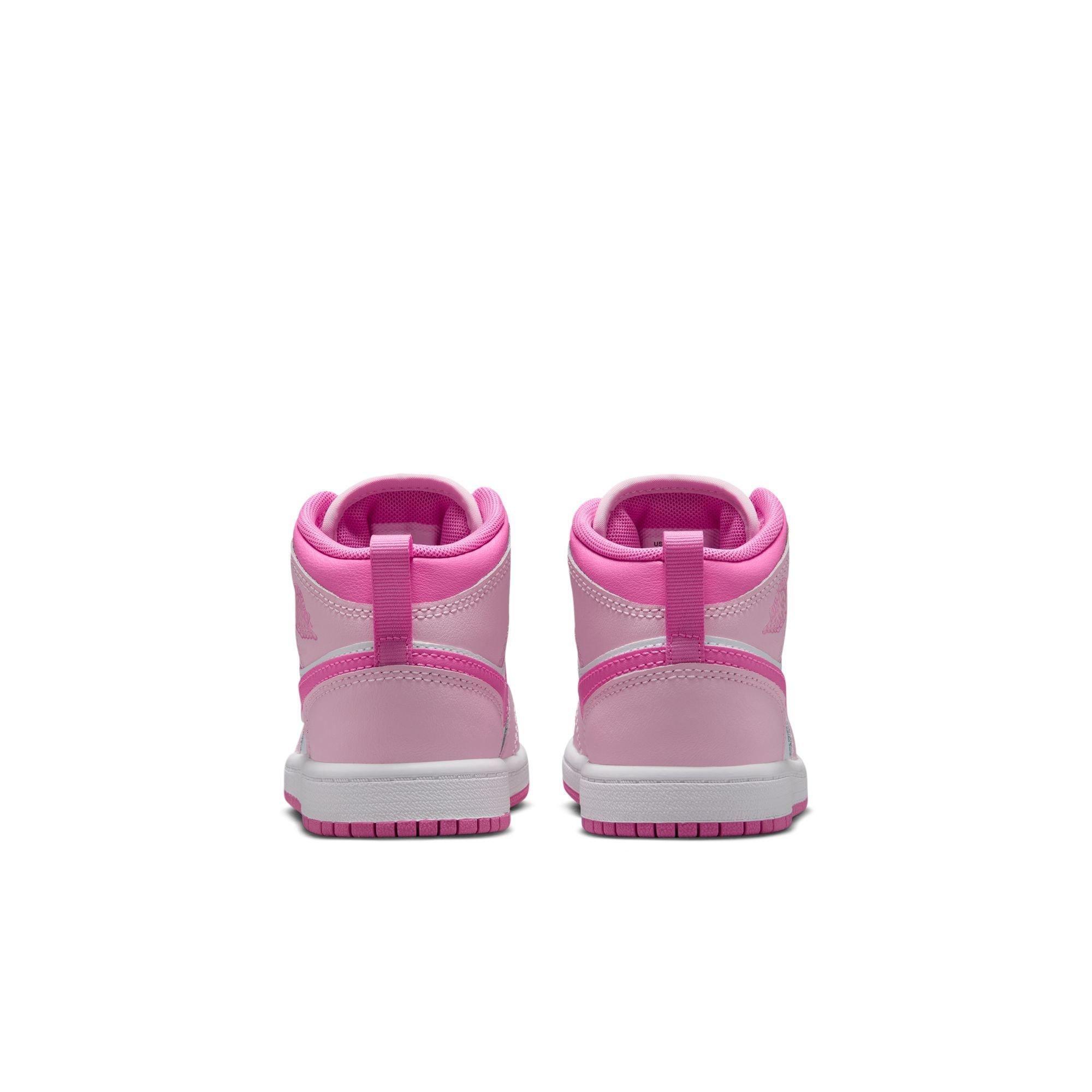 Jordan 1 Mid "Pink Foam/China Rose/White" Preschool Girls' Shoe - PINK Thumbnail View 7