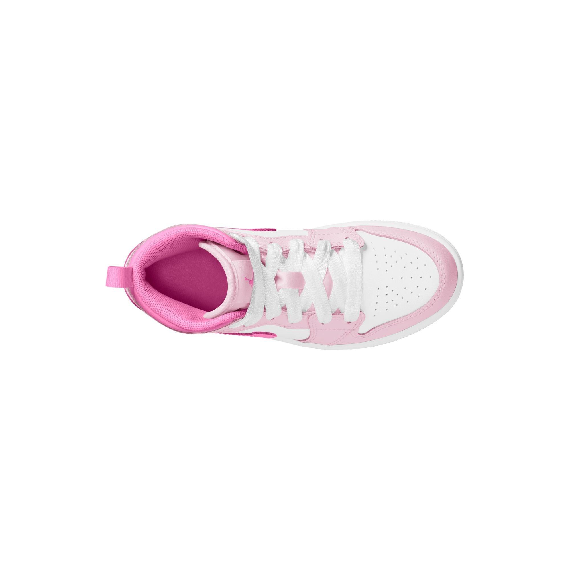 Jordan 1 Mid "Pink Foam/China Rose/White" Preschool Girls' Shoe - PINK Thumbnail View 8