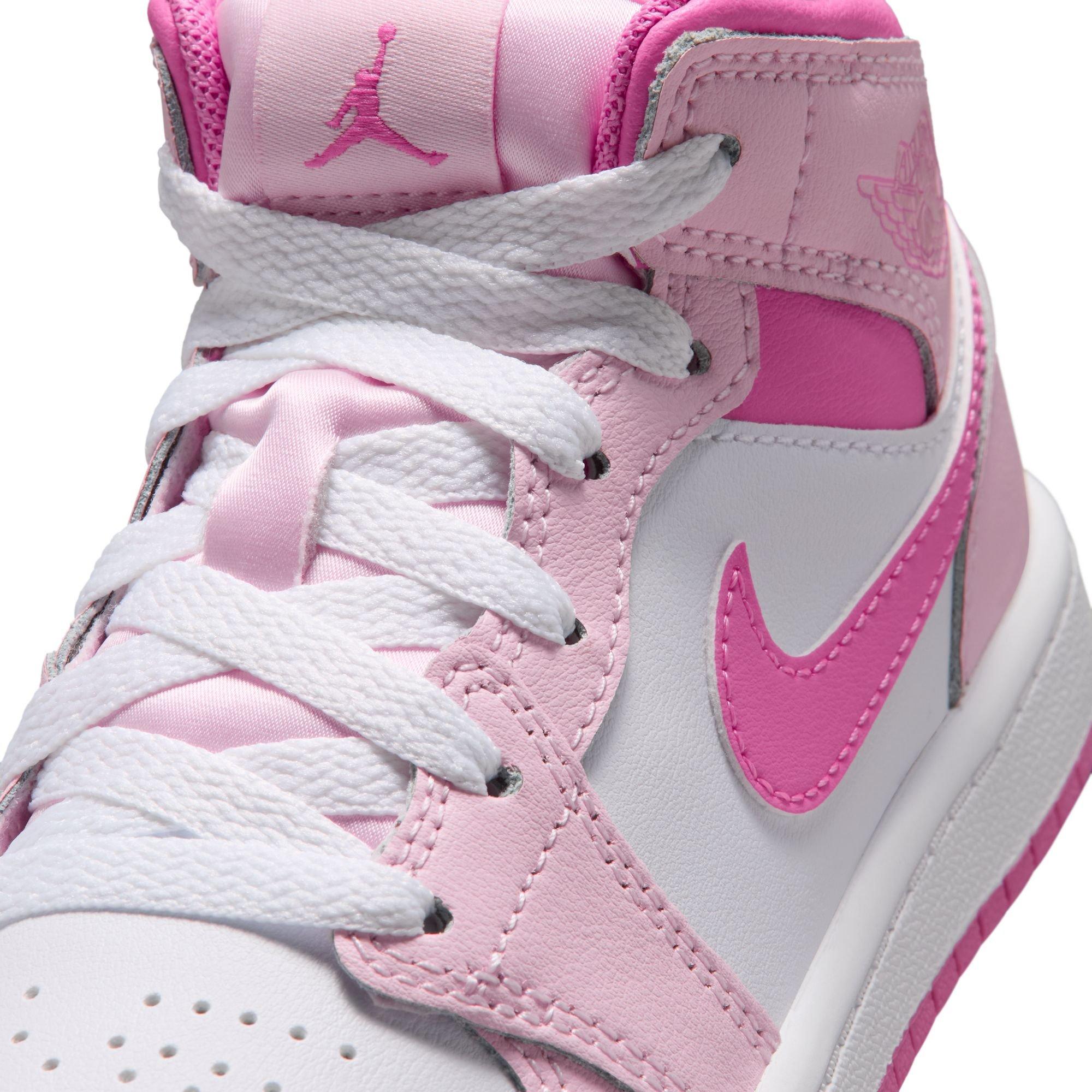 Jordan 1 Mid "Pink Foam/China Rose/White" Preschool Girls' Shoe - PINK Thumbnail View 10