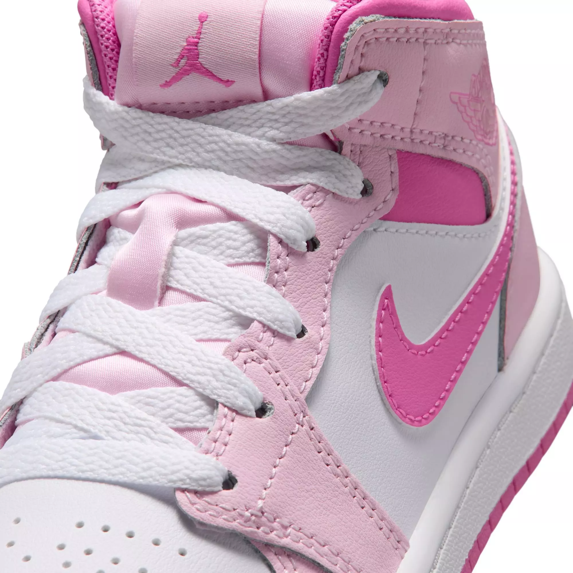 Jordan 1 Mid "Pink Foam/China Rose/White" Preschool Girls' Shoe - PINK