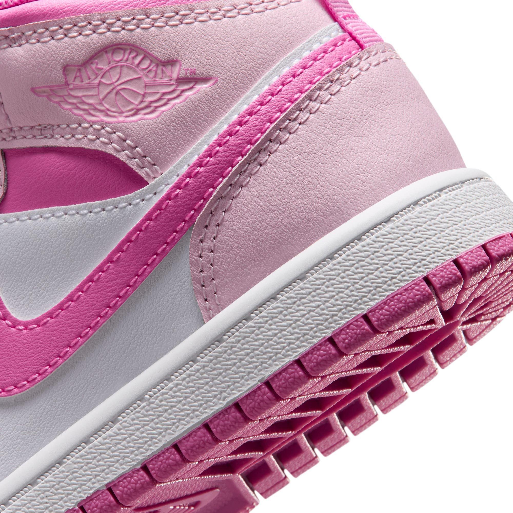 Jordan 1 Mid "Pink Foam/China Rose/White" Preschool Girls' Shoe - PINK Thumbnail View 11