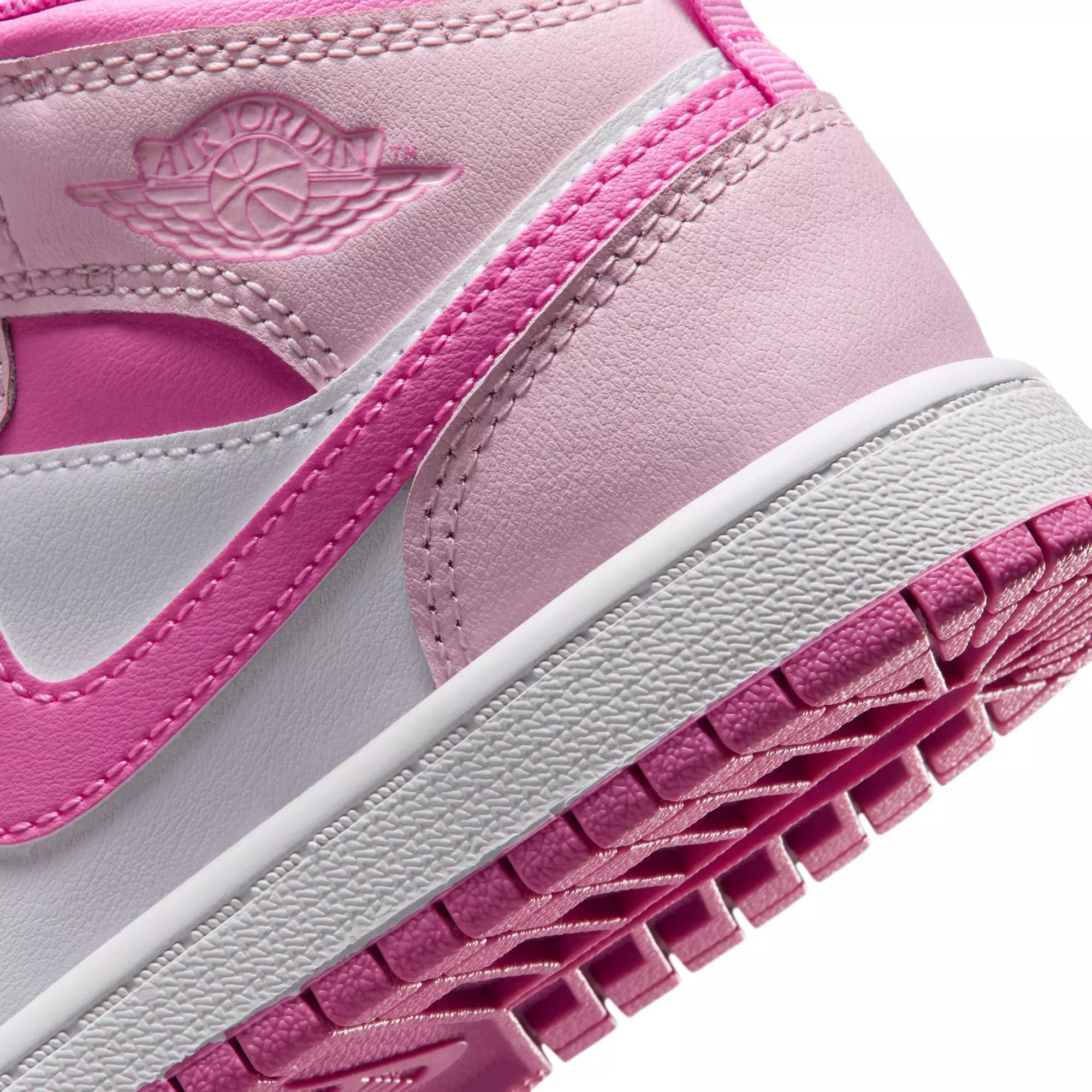 Jordan 1 Mid "Pink Foam/China Rose/White" Preschool Girls' Shoe - PINK
