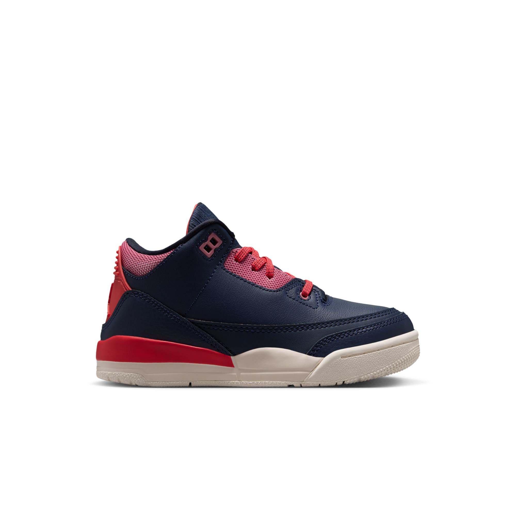Jordan 3 Retro "Sports Renaissance" Preschool Kids' Shoe - OBSIDIAN/CHALK/TRACK RED