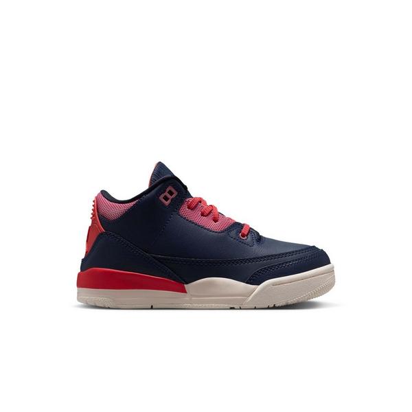 Jordan 3 Retro "Sports Renaissance" Preschool Kids' Shoe - OBSIDIAN/CHALK/TRACK RED
