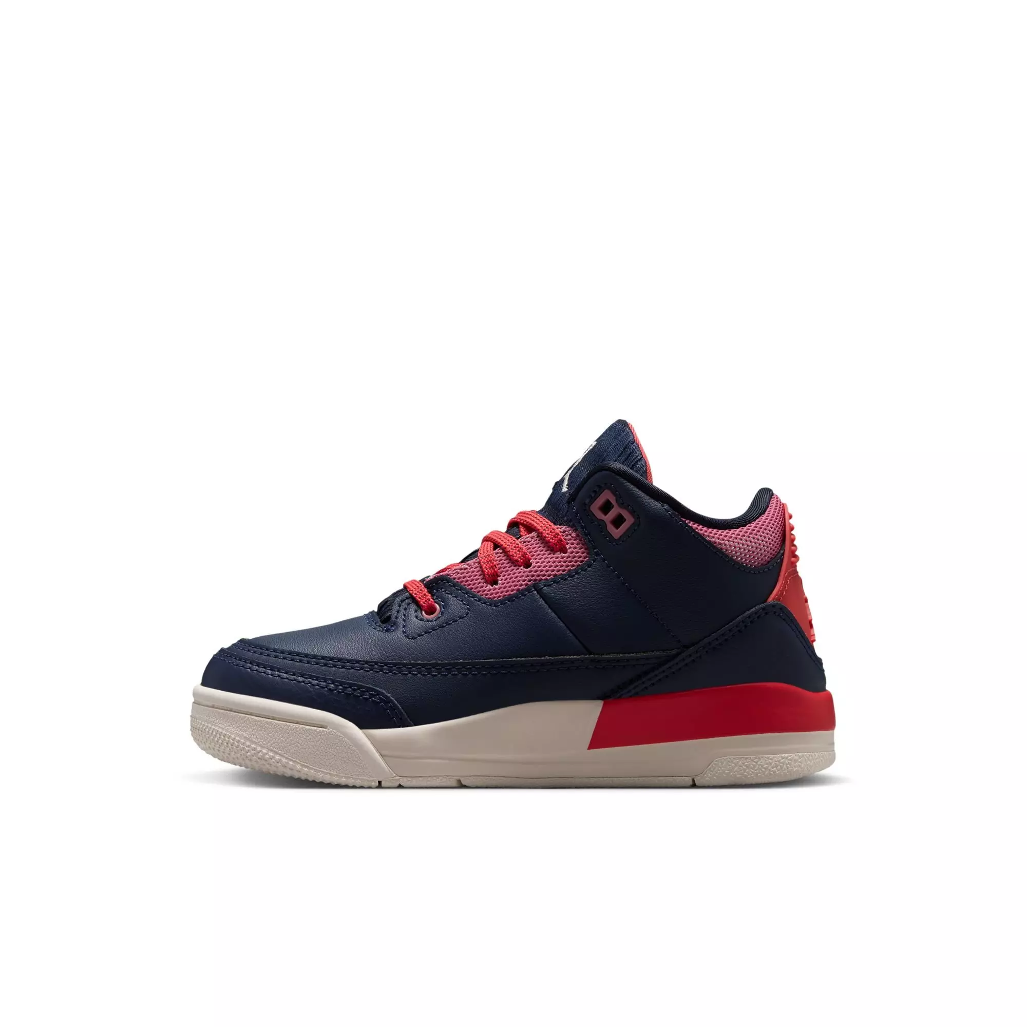 Jordan 3 Retro "Sports Renaissance" Preschool Kids' Shoe - OBSIDIAN/CHALK/TRACK RED