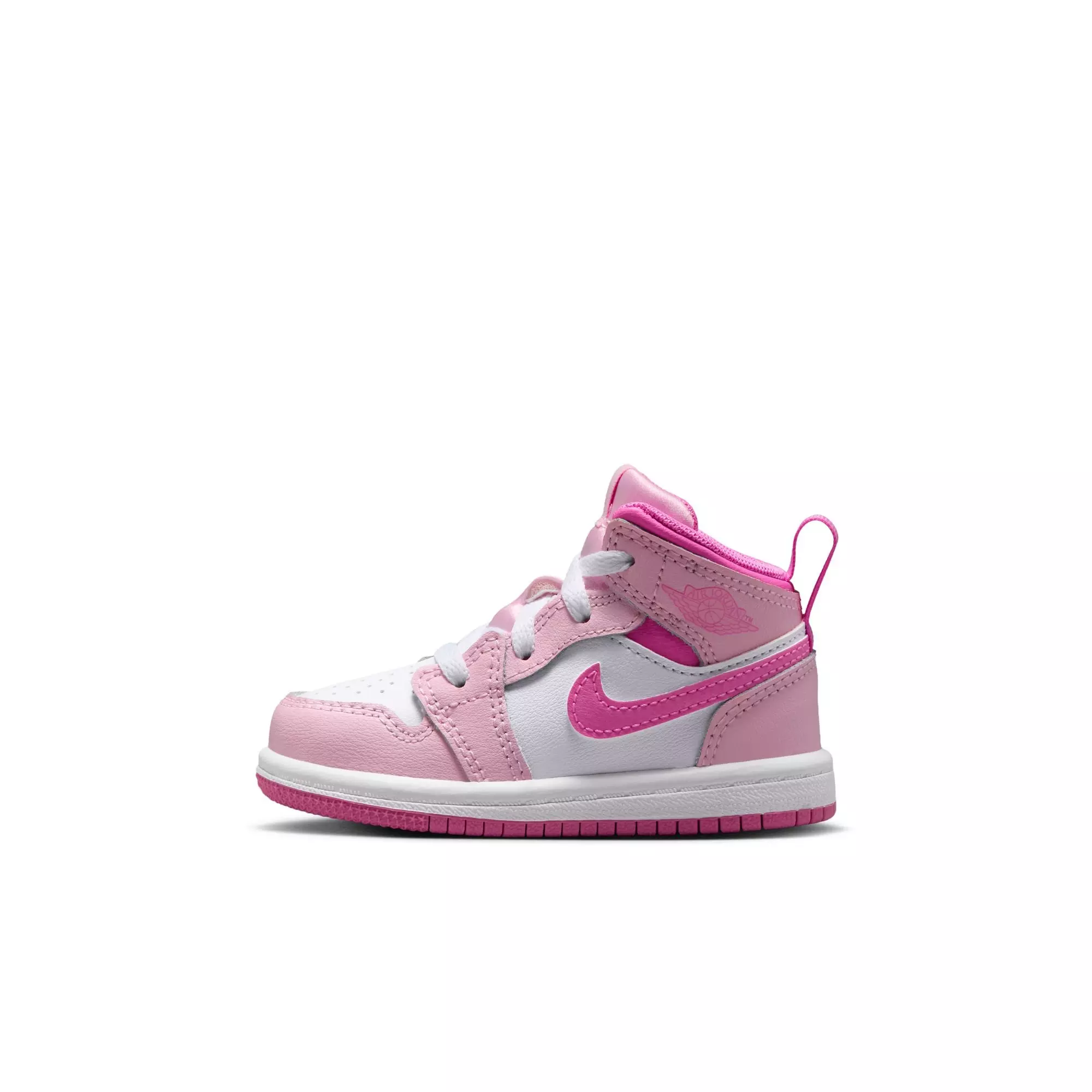 Jordan 1 Mid "Pink Foam/China Rose/White" Toddler Girls' Shoe - PINK