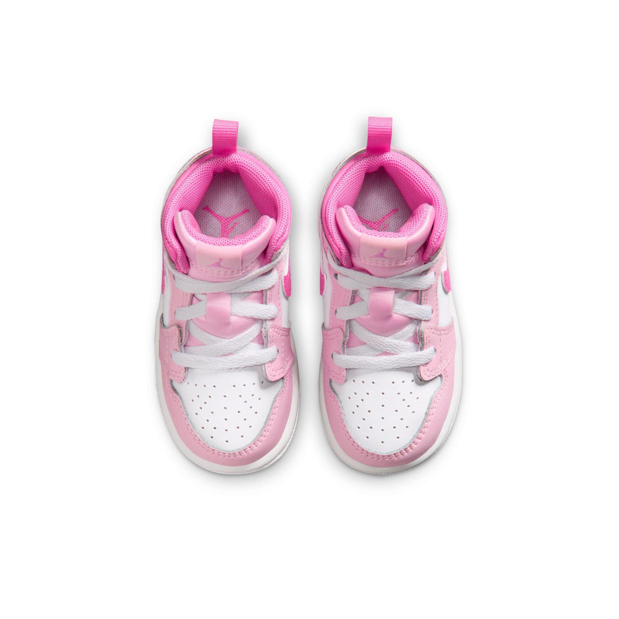 Jordan 1 Mid "Pink Foam/China Rose/White" Toddler Girls' Shoe - PINK Thumbnail View 6