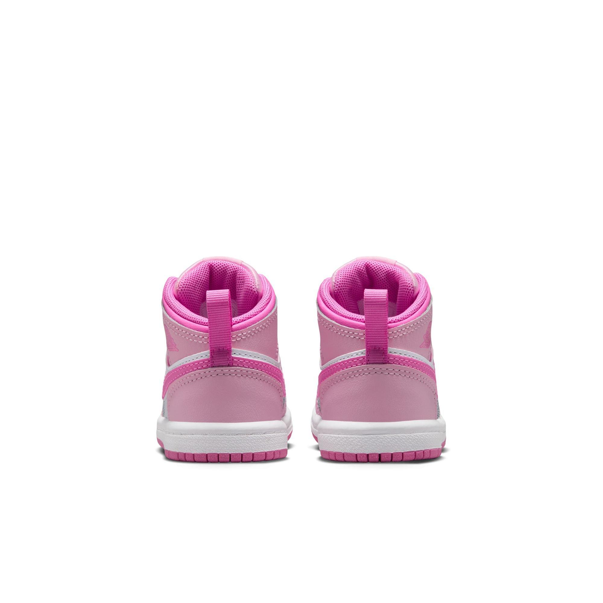 Jordan 1 Mid "Pink Foam/China Rose/White" Toddler Girls' Shoe - PINK Thumbnail View 7