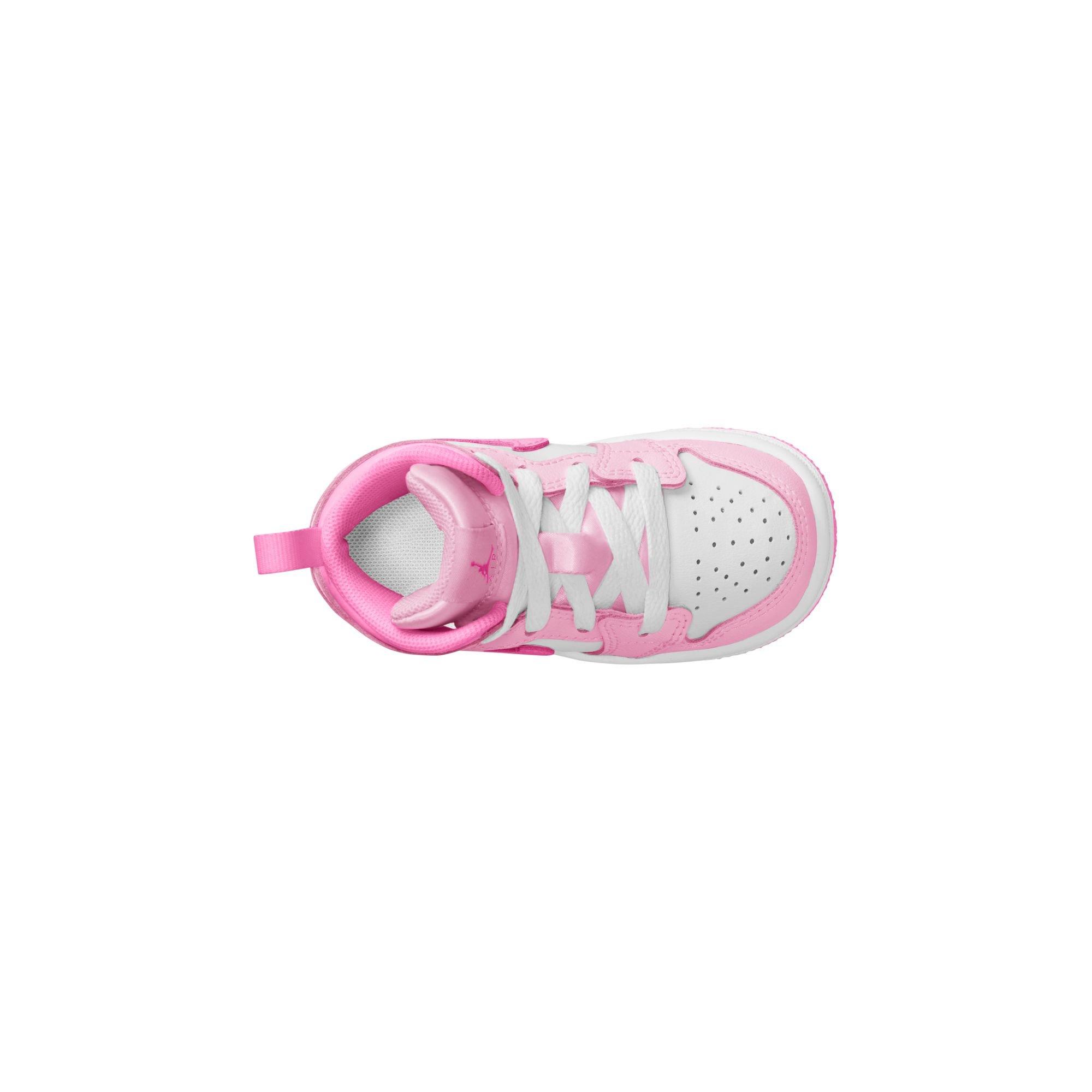 Jordan 1 Mid "Pink Foam/China Rose/White" Toddler Girls' Shoe - PINK Thumbnail View 8