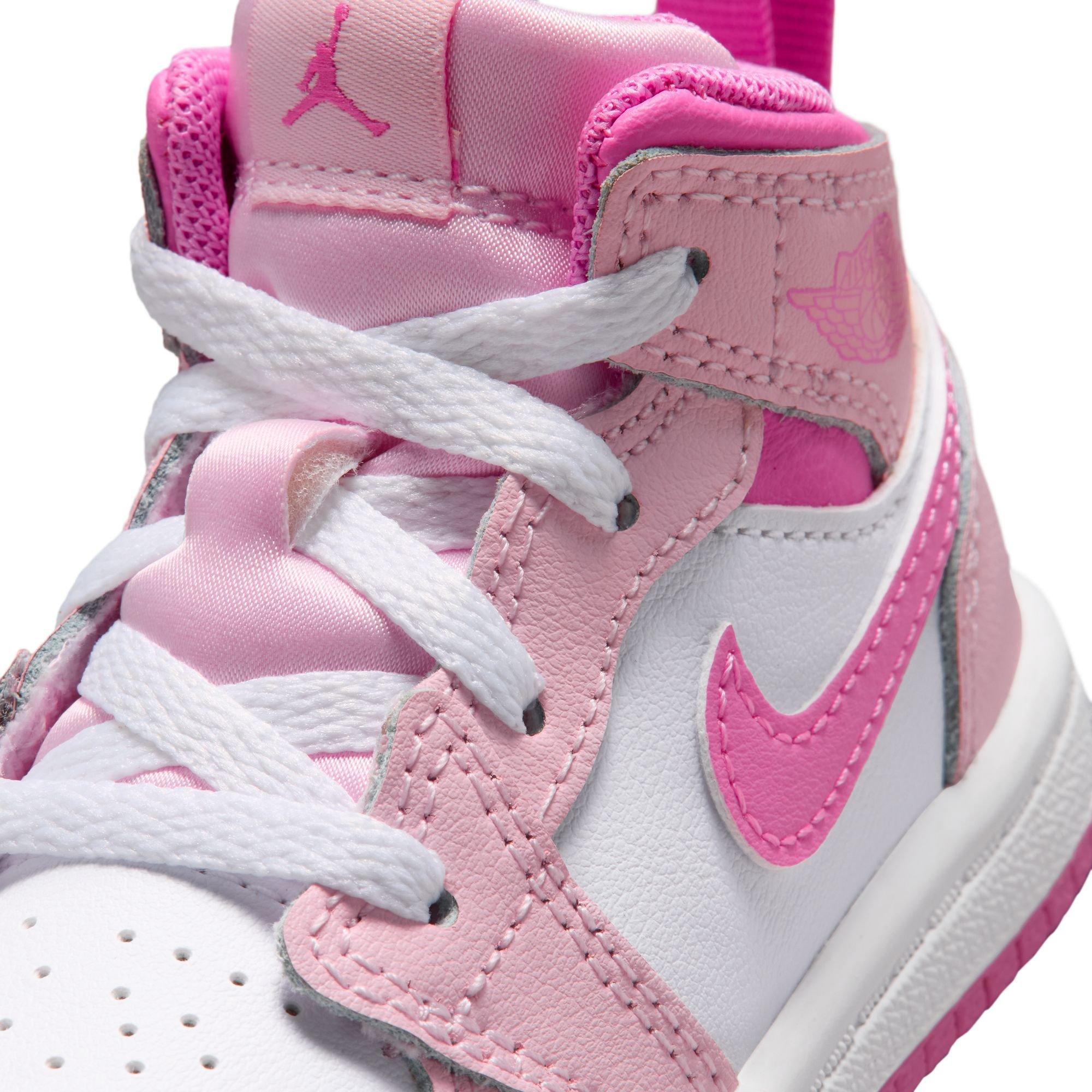 Jordan 1 Mid "Pink Foam/China Rose/White" Toddler Girls' Shoe - PINK Thumbnail View 10