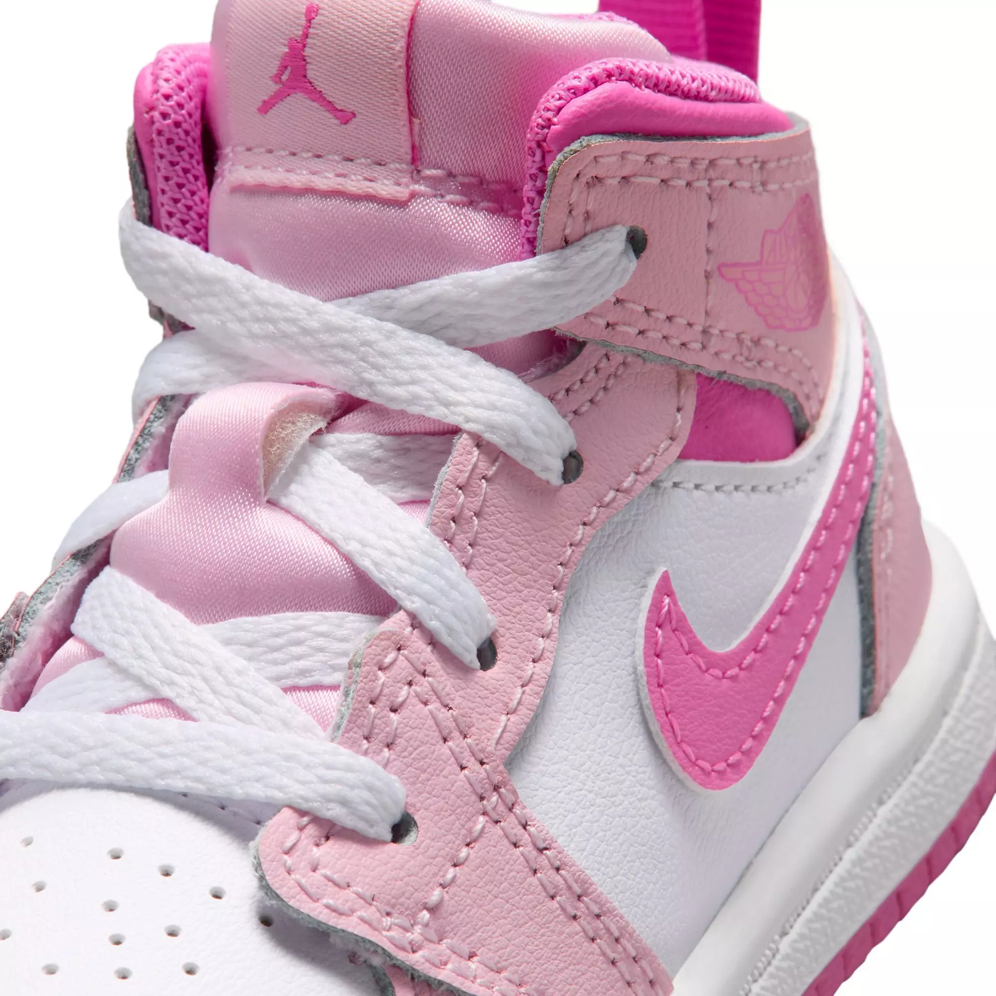 Jordan 1 Mid "Pink Foam/China Rose/White" Toddler Girls' Shoe - PINK