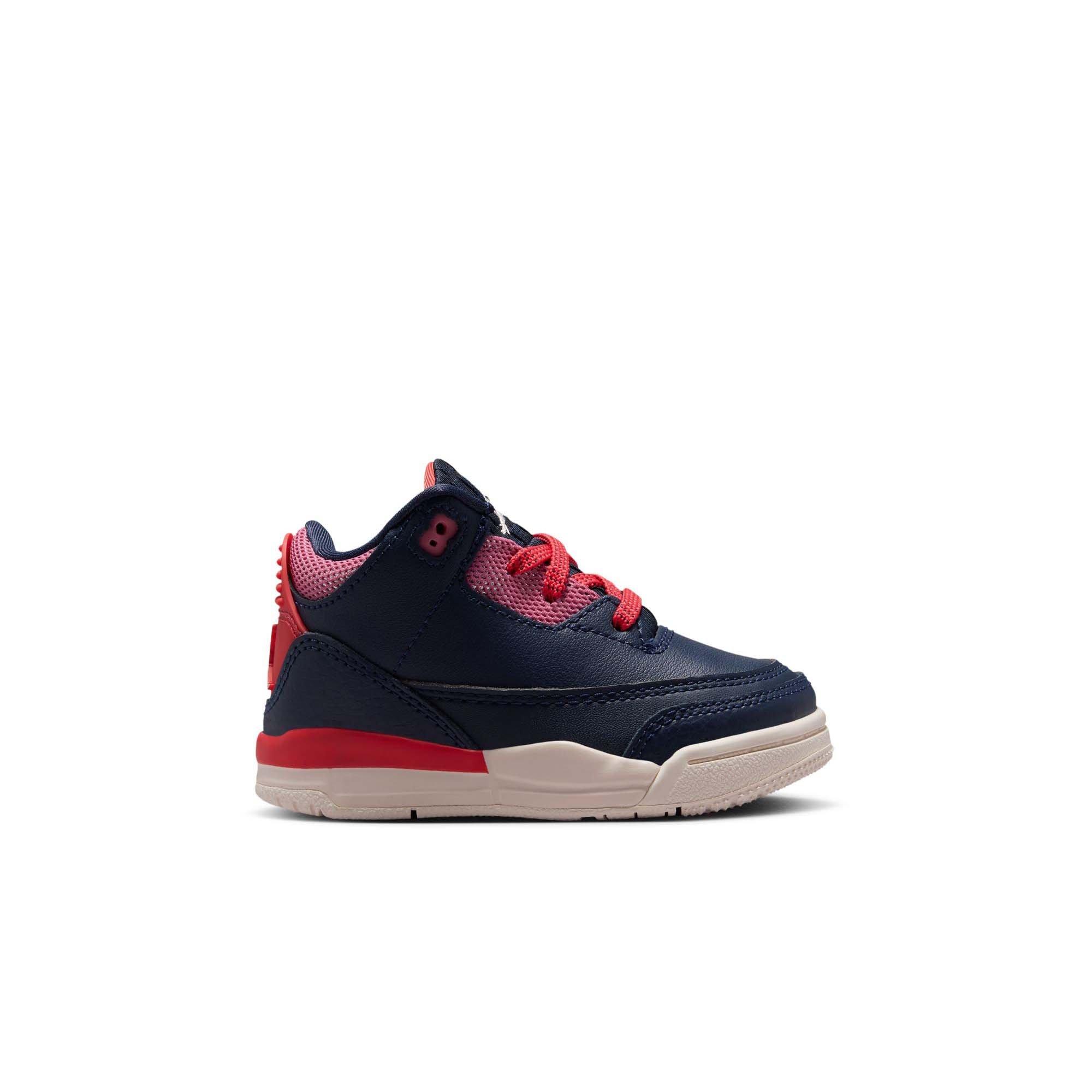 Jordan 3 Retro "Sports Renaissance" Toddler Kids' Shoe - OBSIDIAN/CHALK/TRACK RED