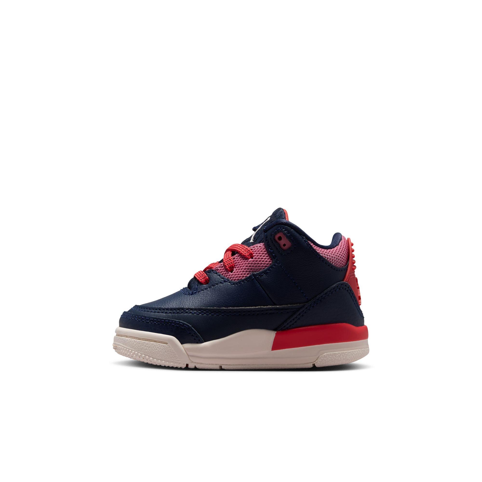 Jordan 3 Retro "Sports Renaissance" Toddler Kids' Shoe - OBSIDIAN/CHALK/TRACK RED