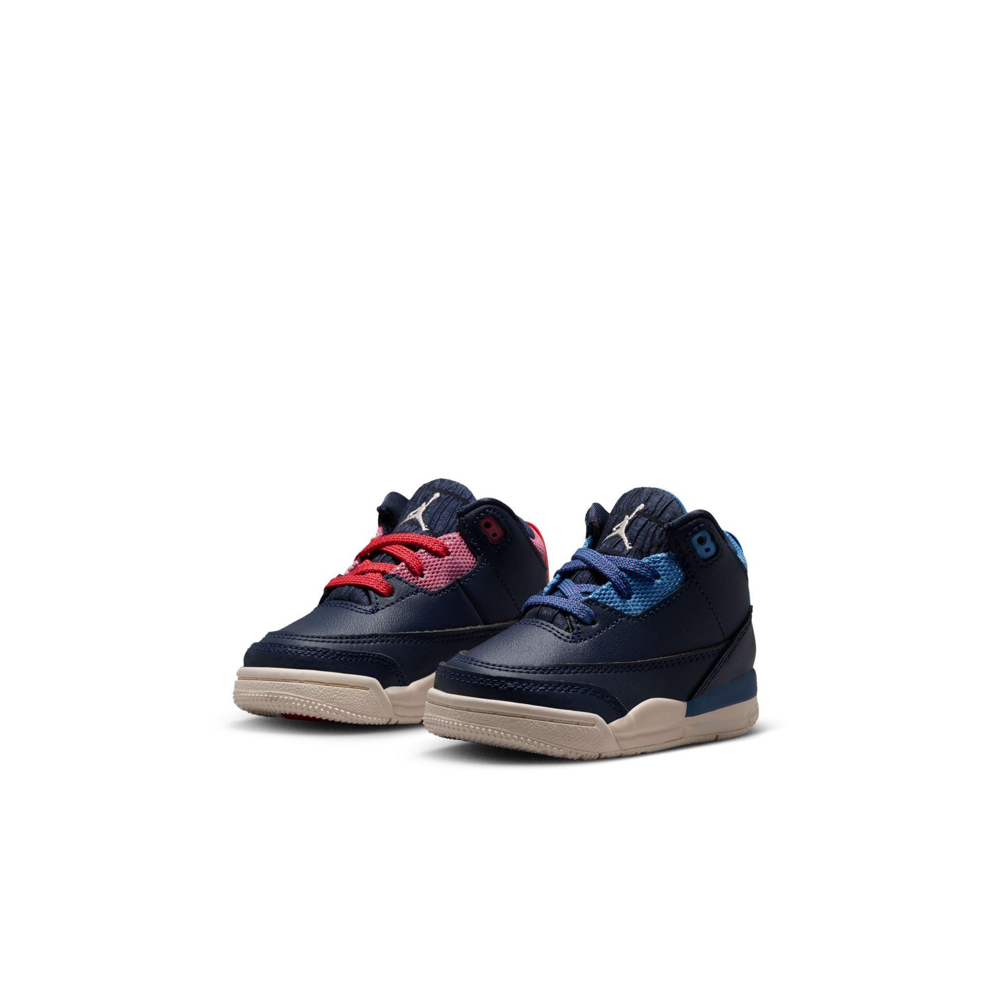 Jordan 3 Retro "Sports Renaissance" Toddler Kids' Shoe - OBSIDIAN/CHALK/TRACK RED