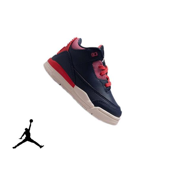 Jordan 3 Retro "Sports Renaissance" Toddler Kids' Shoe - OBSIDIAN/CHALK/TRACK RED