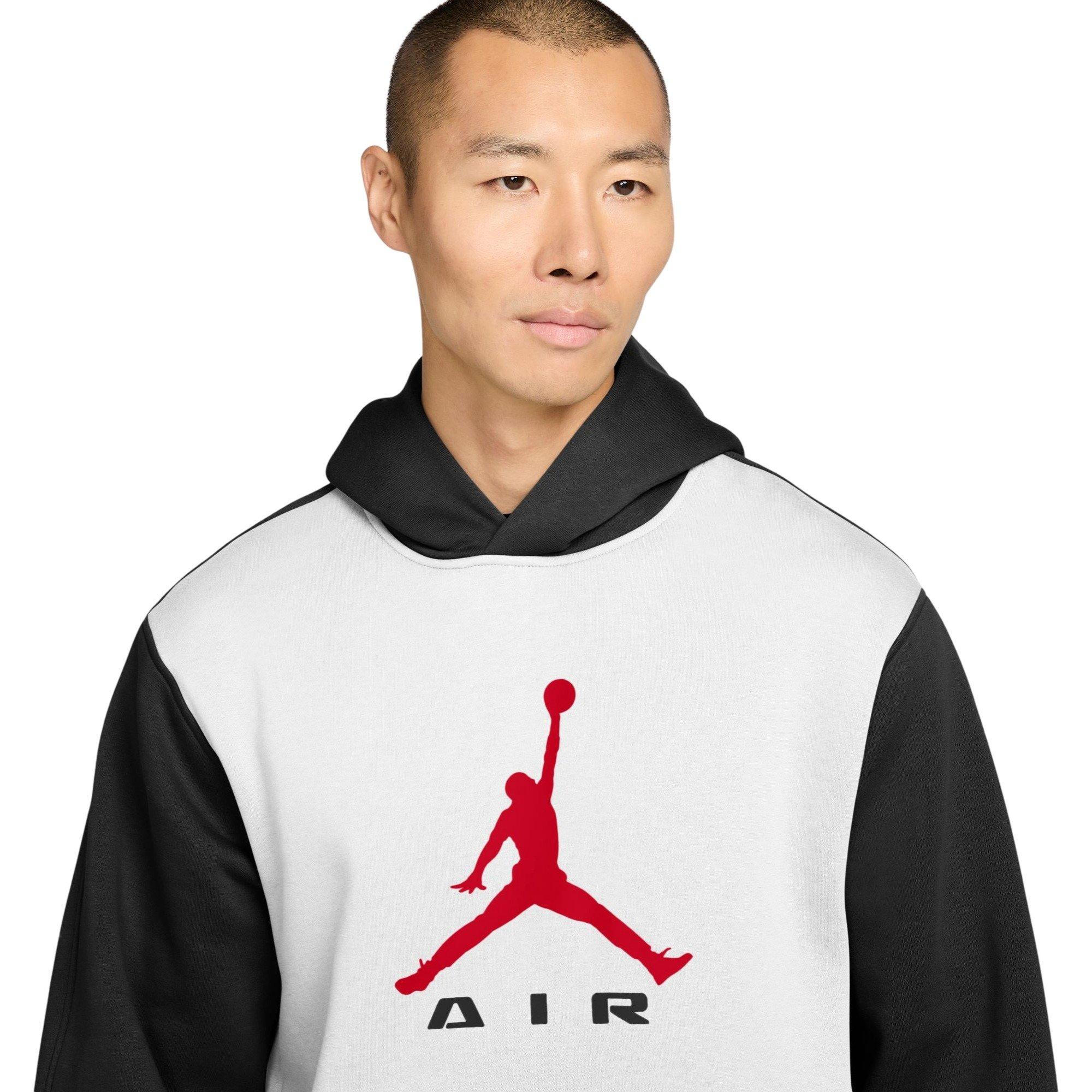 Jordan Men's Brooklyn Fleece Pullover Hoodie-White/Black - WHITE/BLACK Thumbnail View 3