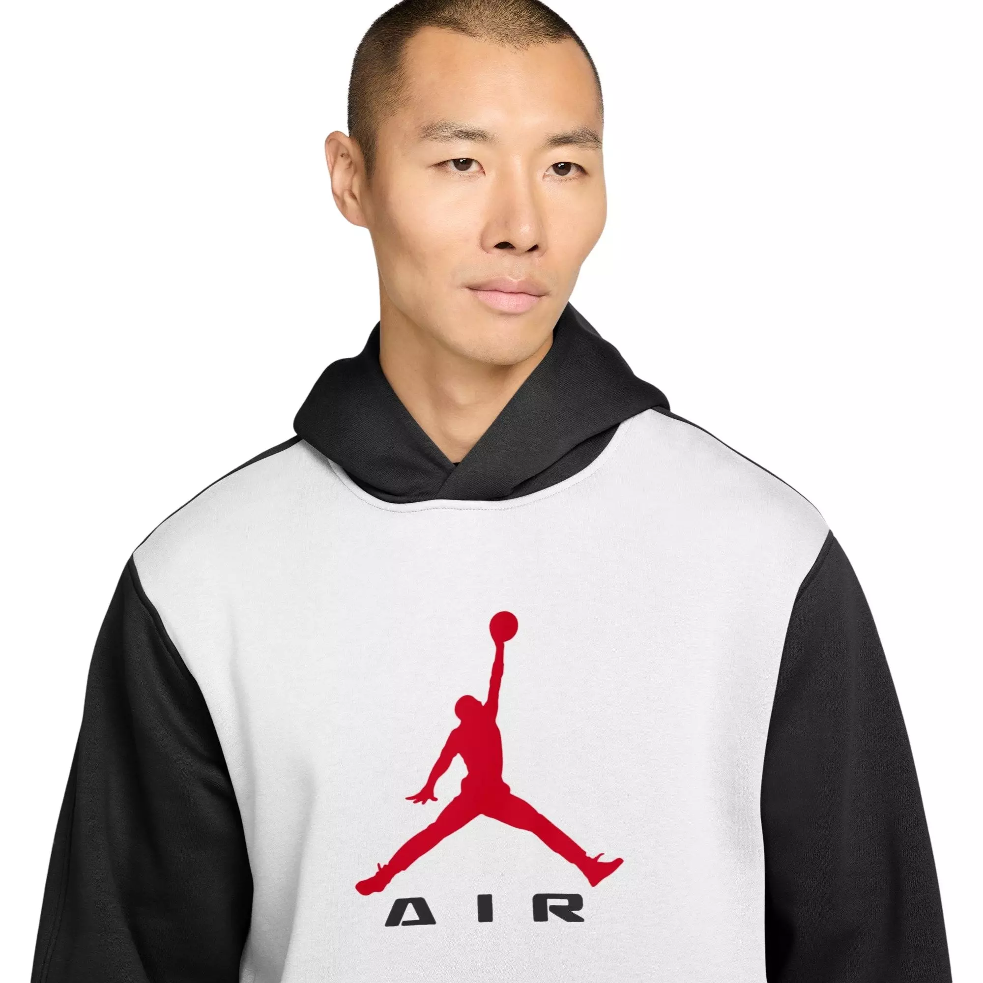 Jordan Men's Brooklyn Fleece Pullover Hoodie-White/Black - WHITE/BLACK