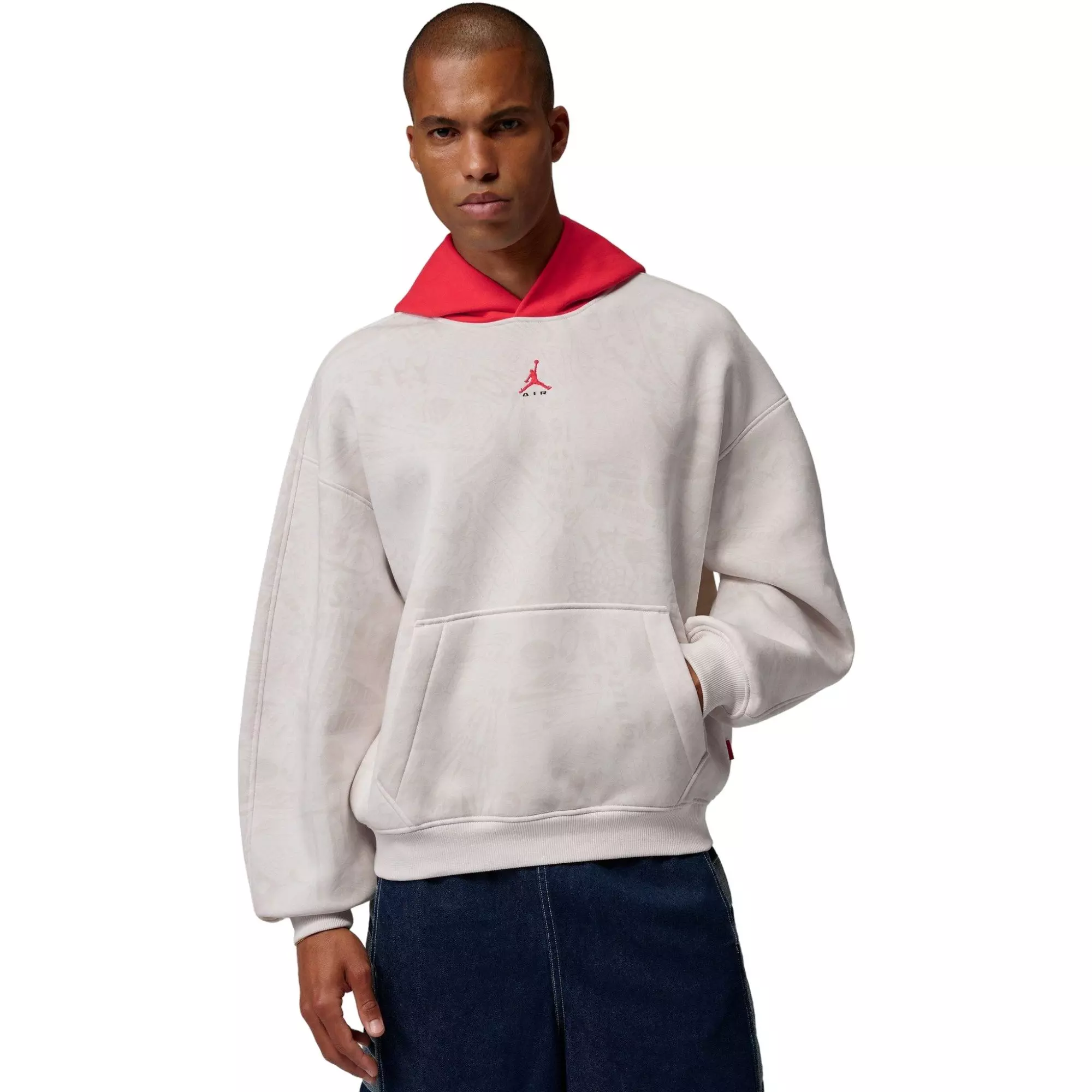 Jordan Men's Brooklyn Fleece Pullover Hoodie - Cream/Red - CREAM/RED