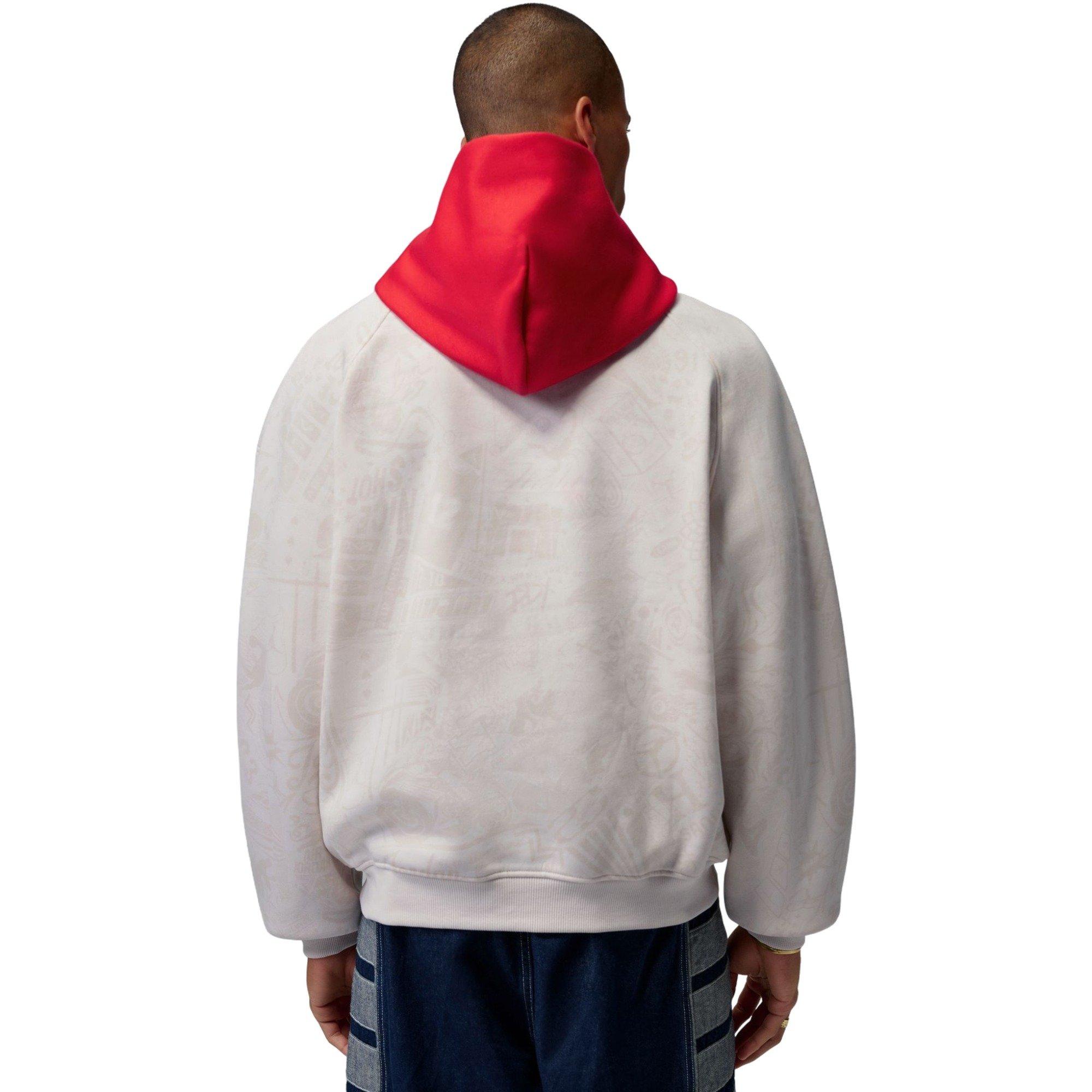 Jordan Men's Brooklyn Fleece Pullover Hoodie - Cream/Red - CREAM/RED Thumbnail View 2