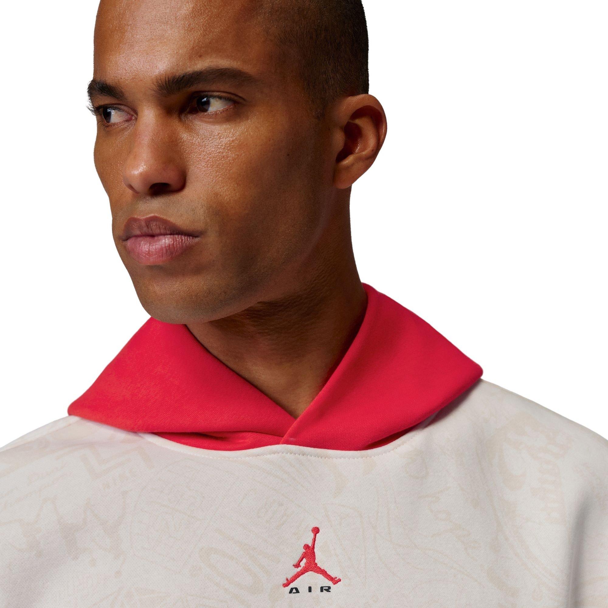 Jordan Men's Brooklyn Fleece Pullover Hoodie - Cream/Red - CREAM/RED Thumbnail View 3