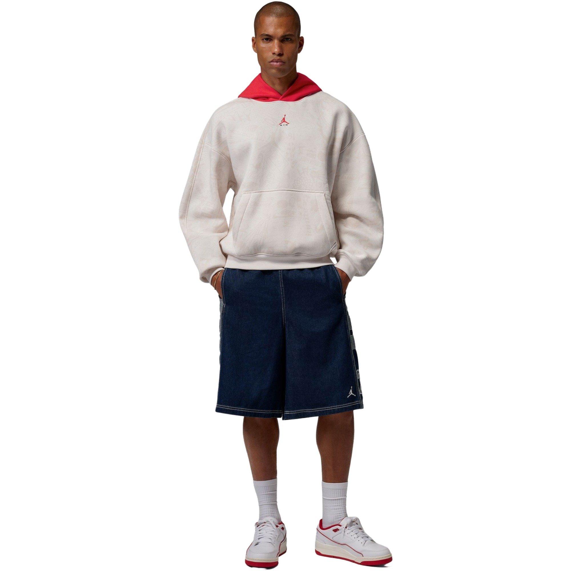 Jordan Men's Brooklyn Fleece Pullover Hoodie - Cream/Red - CREAM/RED Thumbnail View 7