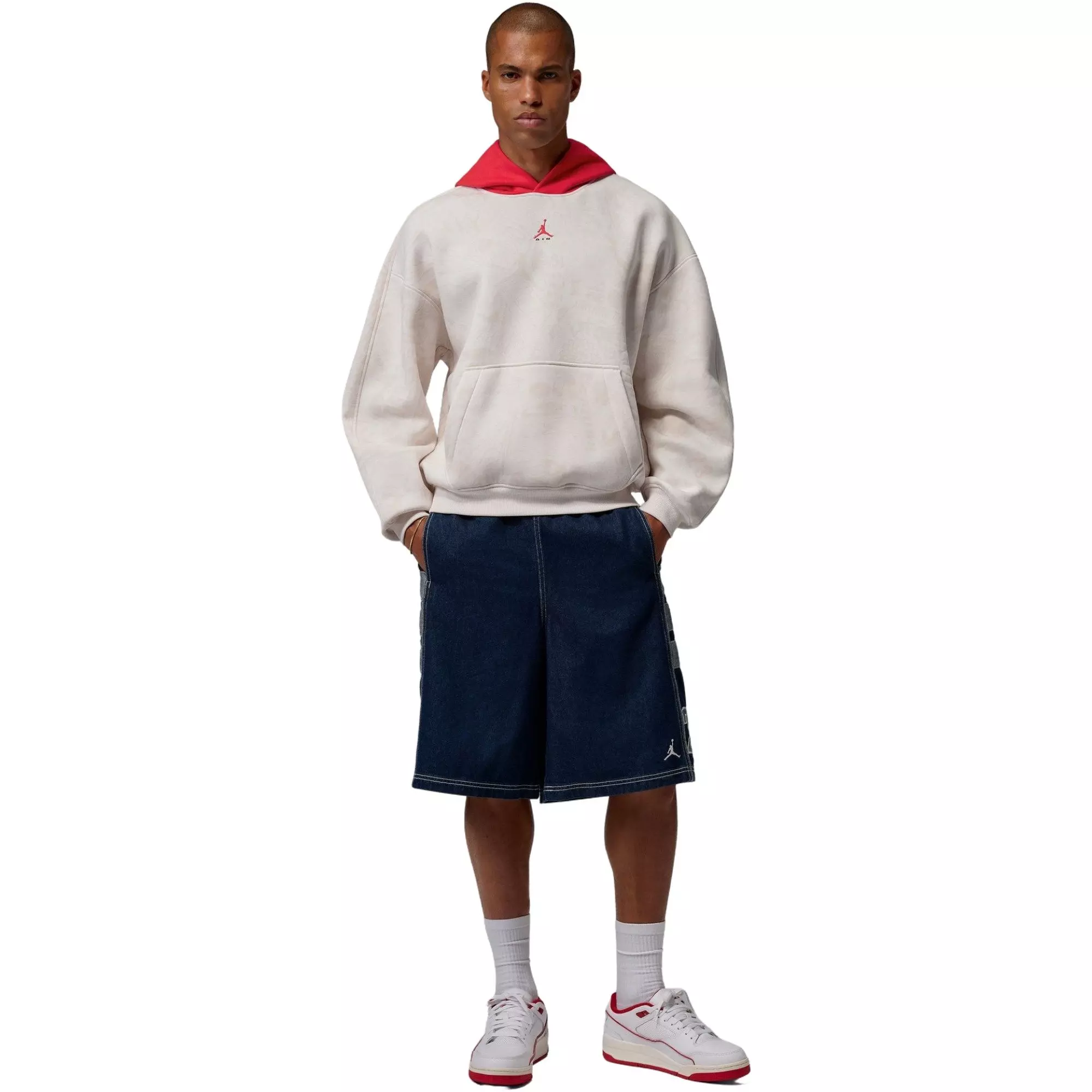 Jordan Men's Brooklyn Fleece Pullover Hoodie - Cream/Red - CREAM/RED
