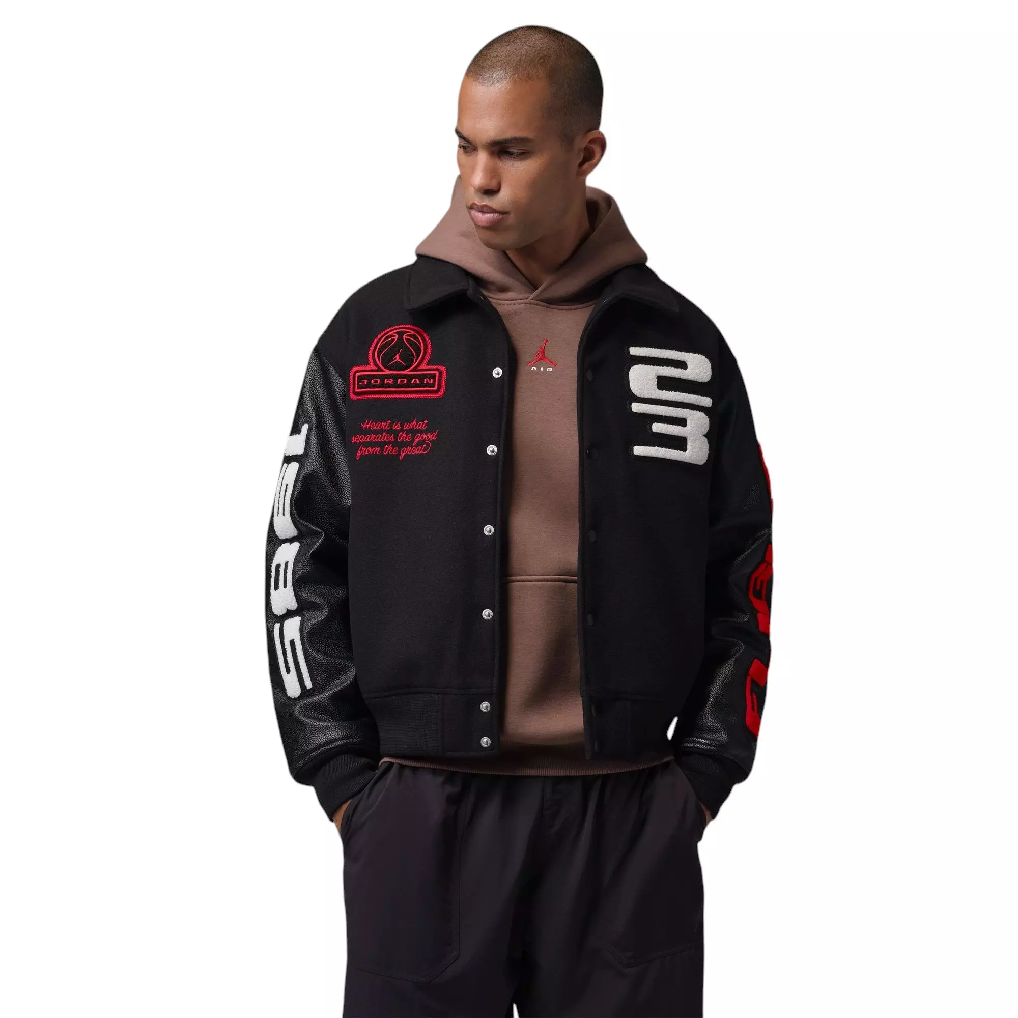 Jordan Men's Flight Varsity Jacket - Red/Black - RED/BLACK