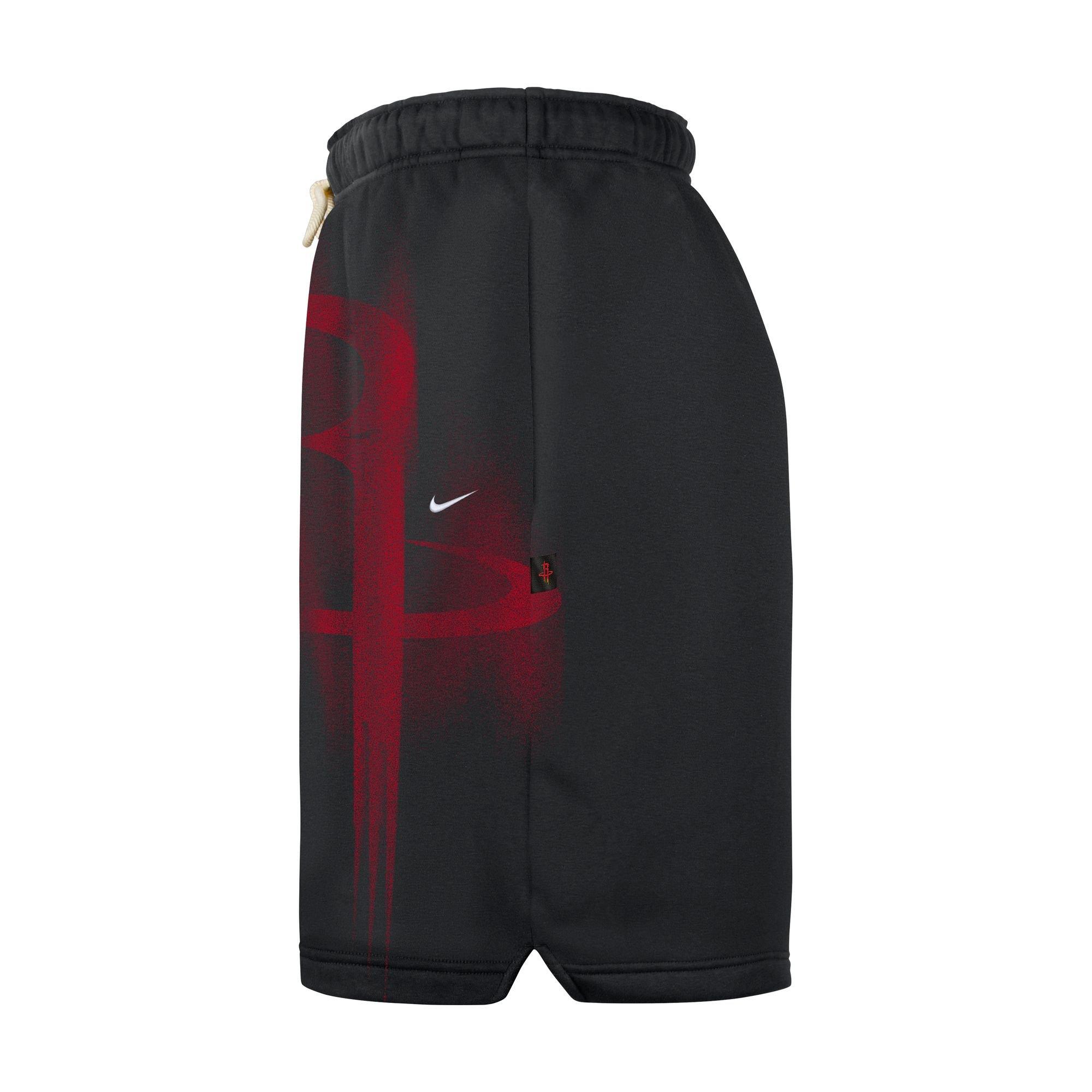 Nike Houston Rockets Standard Issue Icon "Black/Red" Men's Fleece Basketball Shorts - BLACK/RED