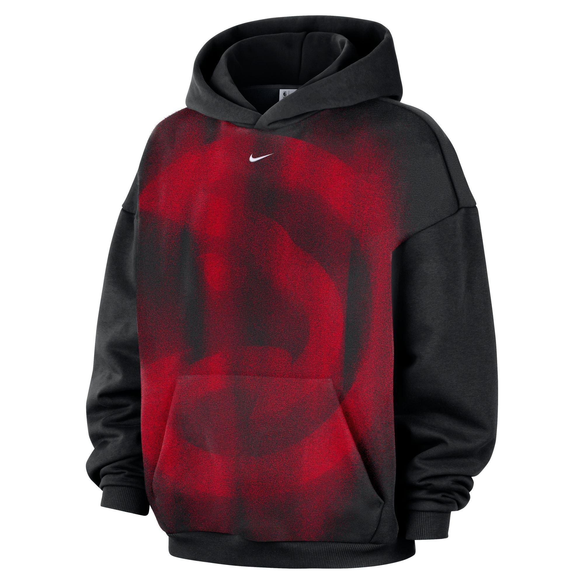 Nike Men's Atlanta Hawks Standard Issue Icon "Black/Red" Men's Fleece Basketball Hoodie - BLACK/RED
