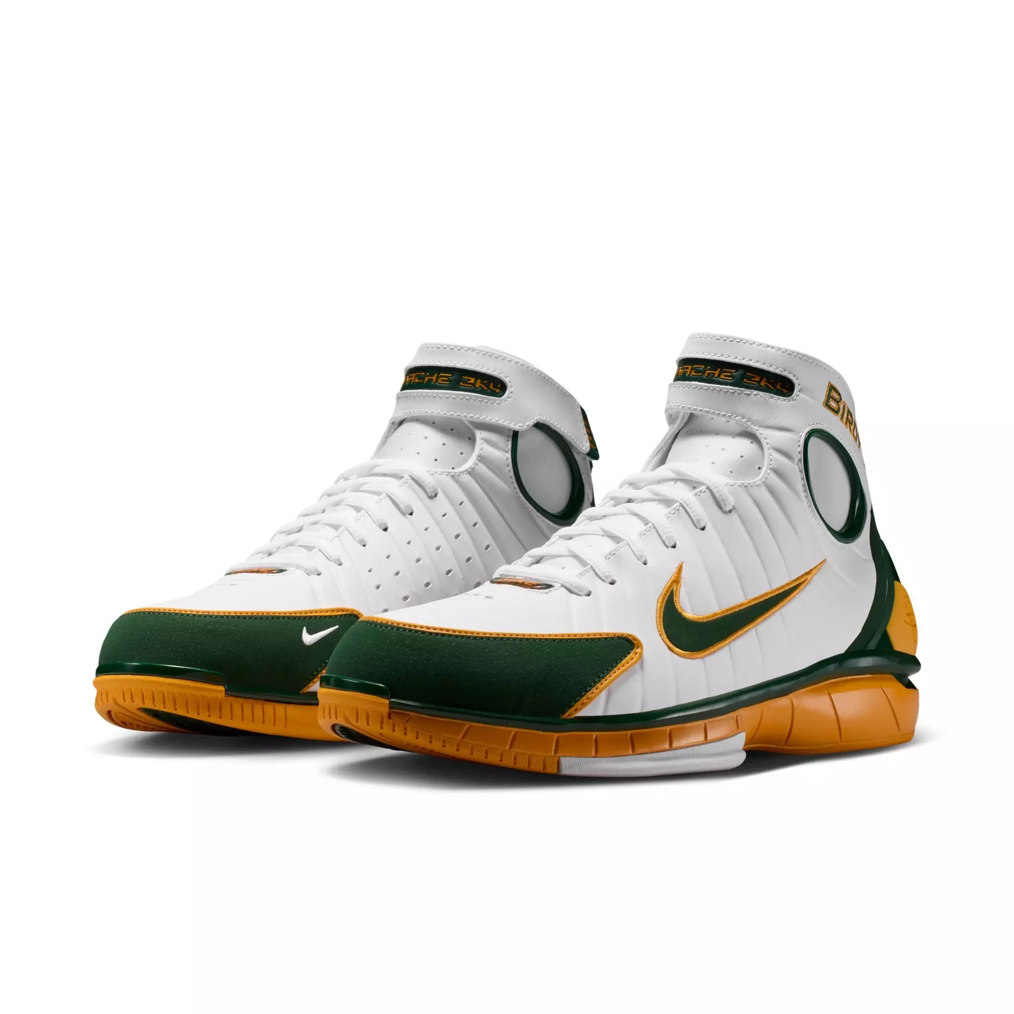 Nike Air Zoom Huarache 2K4 "Sue Bird" Men's Shoe - WHITE/DEEP FOREST/CANYON GOLD