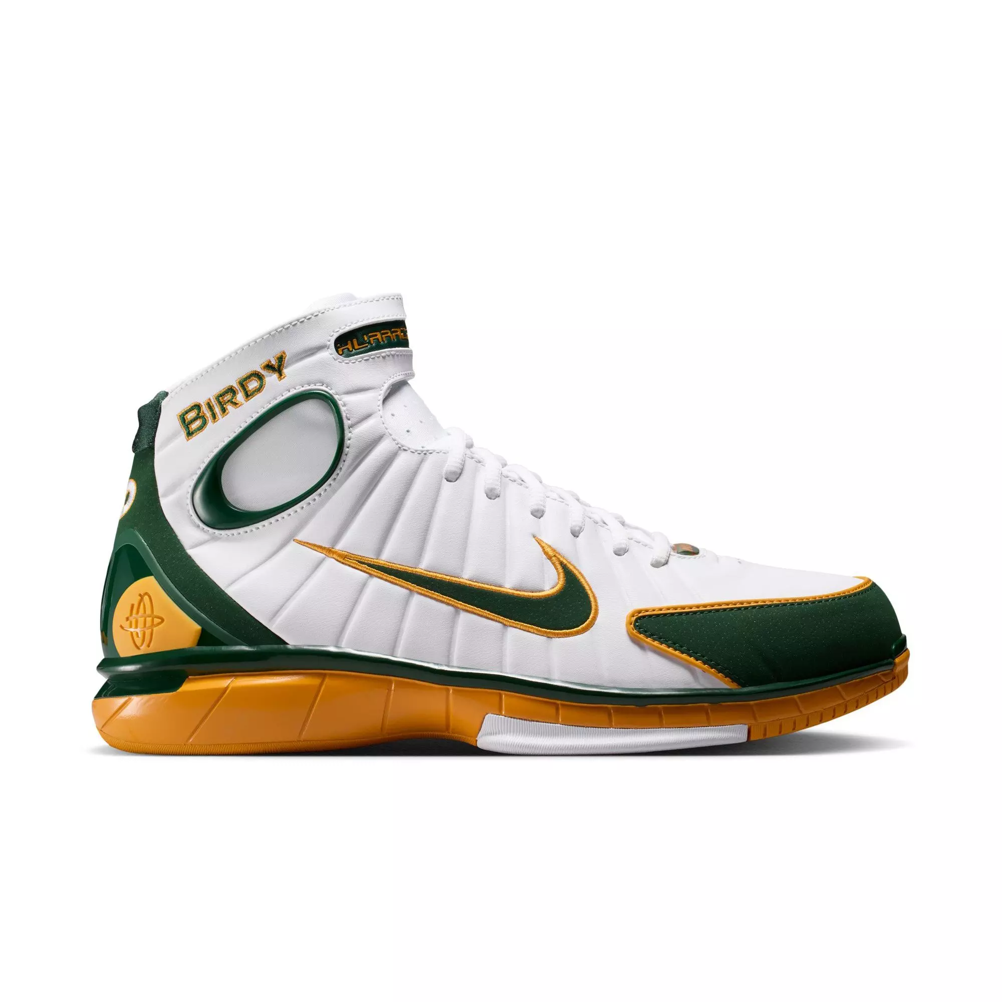 Nike Air Zoom Huarache 2K4 "Sue Bird" Men's Shoe - WHITE/DEEP FOREST/CANYON GOLD