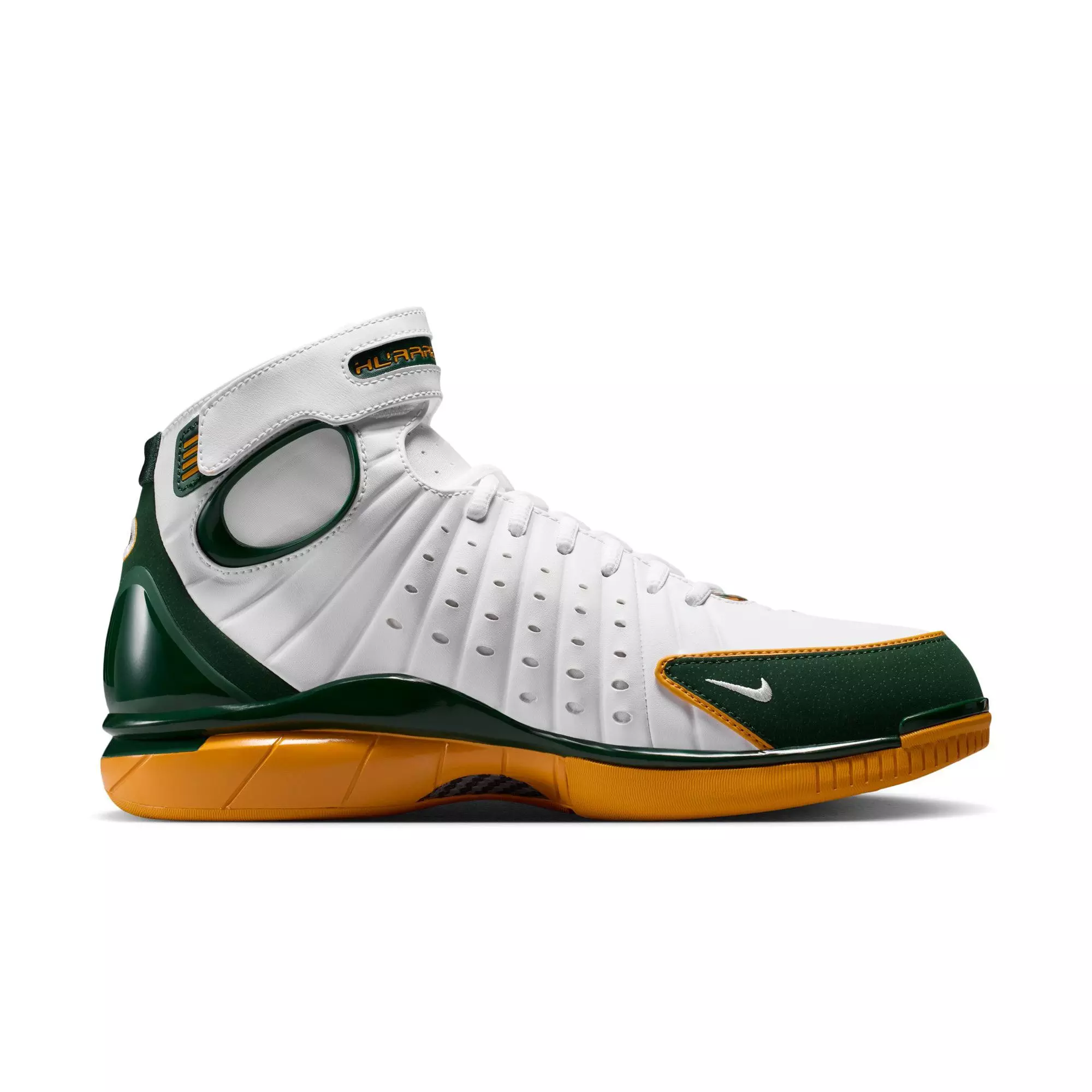 Nike Air Zoom Huarache 2K4 "Sue Bird" Men's Shoe - WHITE/DEEP FOREST/CANYON GOLD