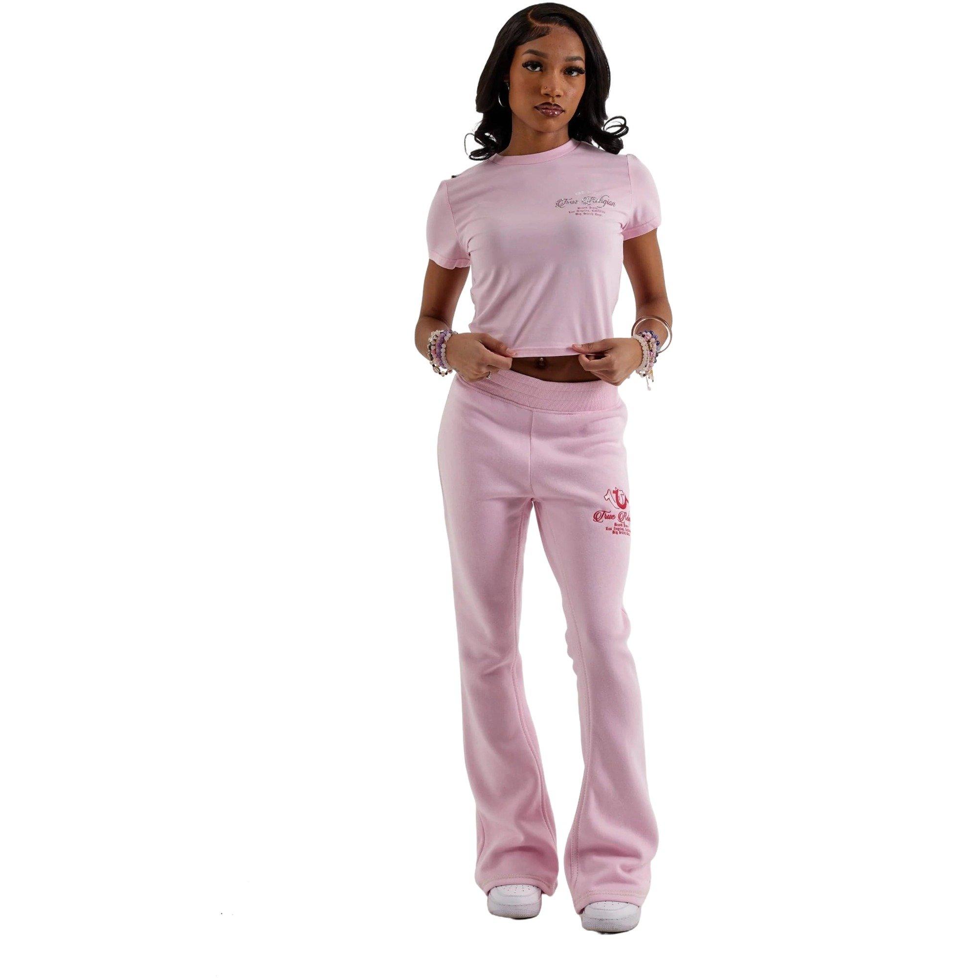 True Religion Women's Crystal Buddha Baby Tee - PINK Thumbnail View 4